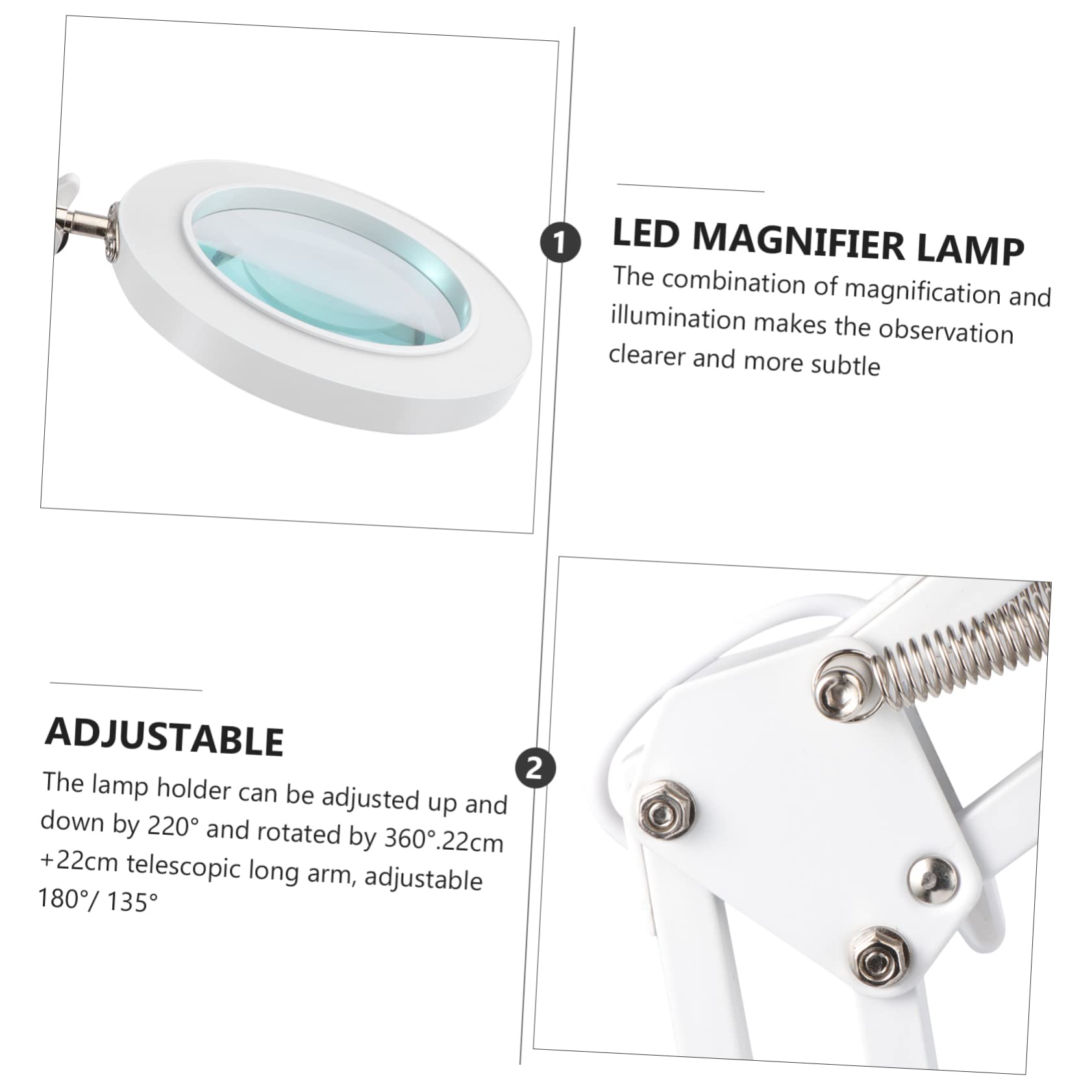 Lámpara Lupa LED 5x Luz Regulable y Brazo Ajustable, Lámpara de Escritorio de Color Claro para Soldadura y Manualidades, Luz LED Multinivel para Trabajo Detallado, 1 Unidad, Uso