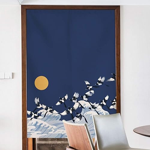 Miniatura 2 de Cortina japonesa Noren para puerta, tapiz Hokusai Ukiyoe, gran ola y grúa, cortina de puerta para cocina, bistró, decoración del hogar, 33 x 59