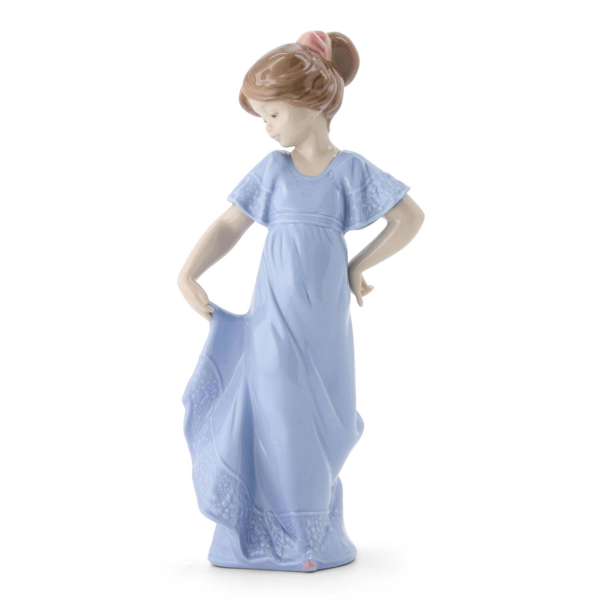 NAO How Pretty! Edición Especial. Figura Decorativa de Porcelana Brillo. Figurita Ornamental de Niña con Camisón en Tonos Pastel para Decoración del Hogar