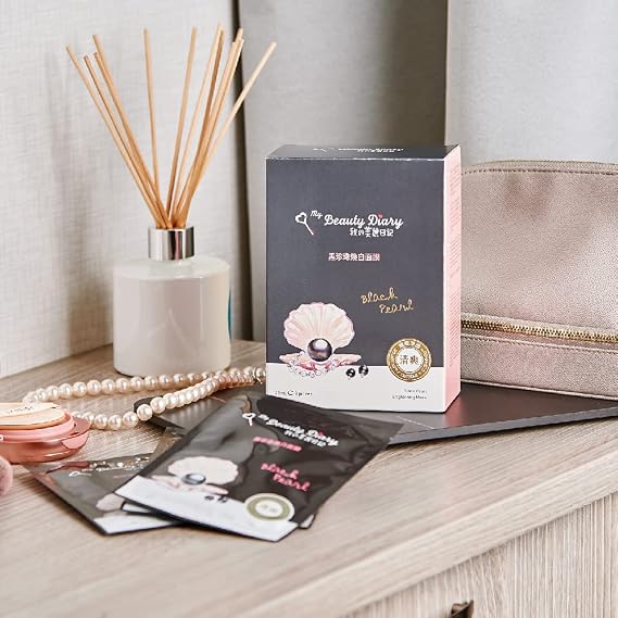 My Beauty Diary-Black Pearl Brightening Facial Mask, Intense Brightening and Ulta Hydrating, Rich Nutrition to Revitalize Dull Skin (8 Combo Pack)