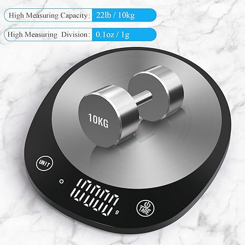 Miniatura 3 de Homebuds Báscula digital de alimentos de cocina de 22 libras22.0 lbs, pesaje profesional desde 2001, gramos y onzas por precisión 1 g0.1 oz, pérdida