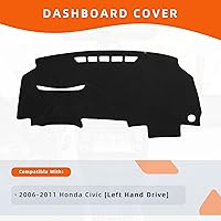 Vista 2 de KEYOOG Cubierta de tablero para Ho-nda Civic 2011-2006 (para conducción a la izquierda), alfombrilla antirreflejos, protector solar antideslizante