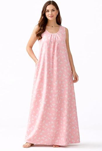 Manvicare Plus Size Viscose Rayon Fabric Women's Nighties, Short Sleeves/Sleeveless, Sizes L to 13XL - Peach (Peach, XL)