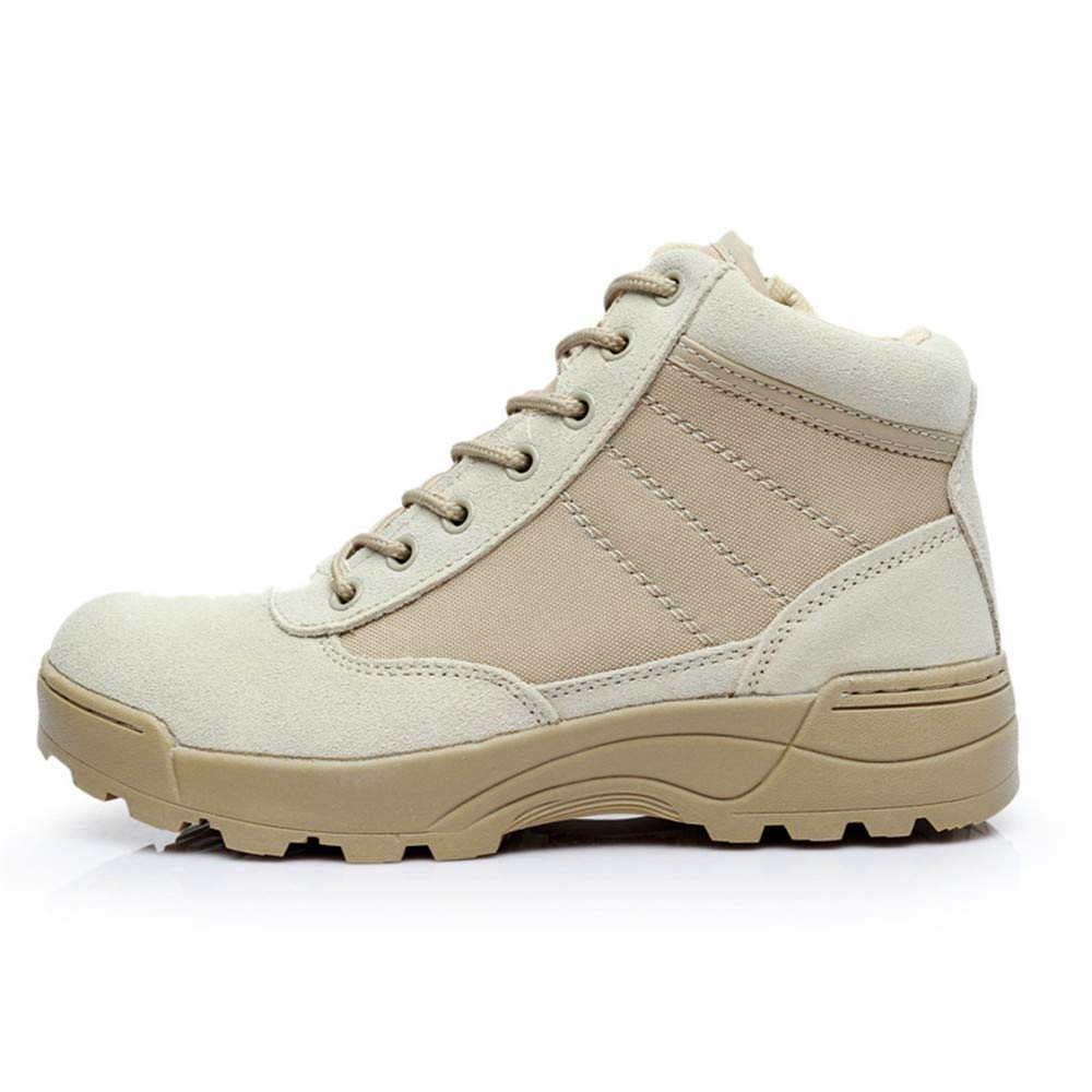 Zsmzbx Combat Boots,Outdoor Tactical Military Boots, Waterproof Hiking Boots Ightweight Work Boots,Suede Leather Work Boots Combat Hunting Boots,for Men And Women 10 pairs,Sand,44