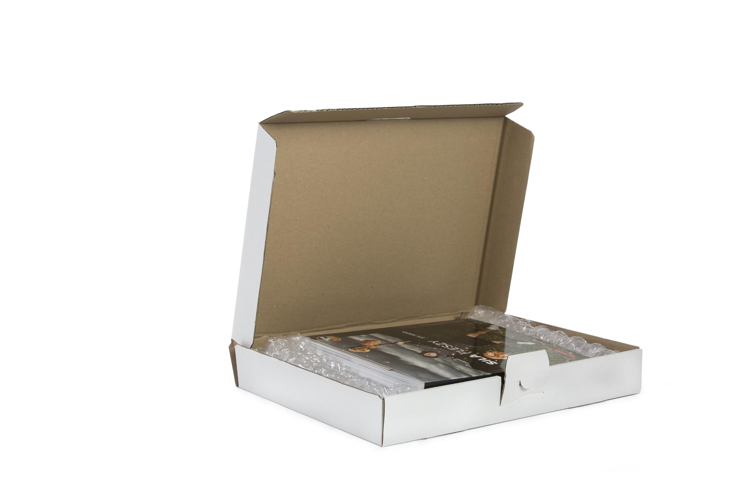 Opakowania, tektura falista, pudełko wysyłkowe, e-commerce, karton wysyłkowy, karton wysyłkowy, składane kartony z klapką, karton listowy 350 x 250 x 50 mm, biały, 1500 szt