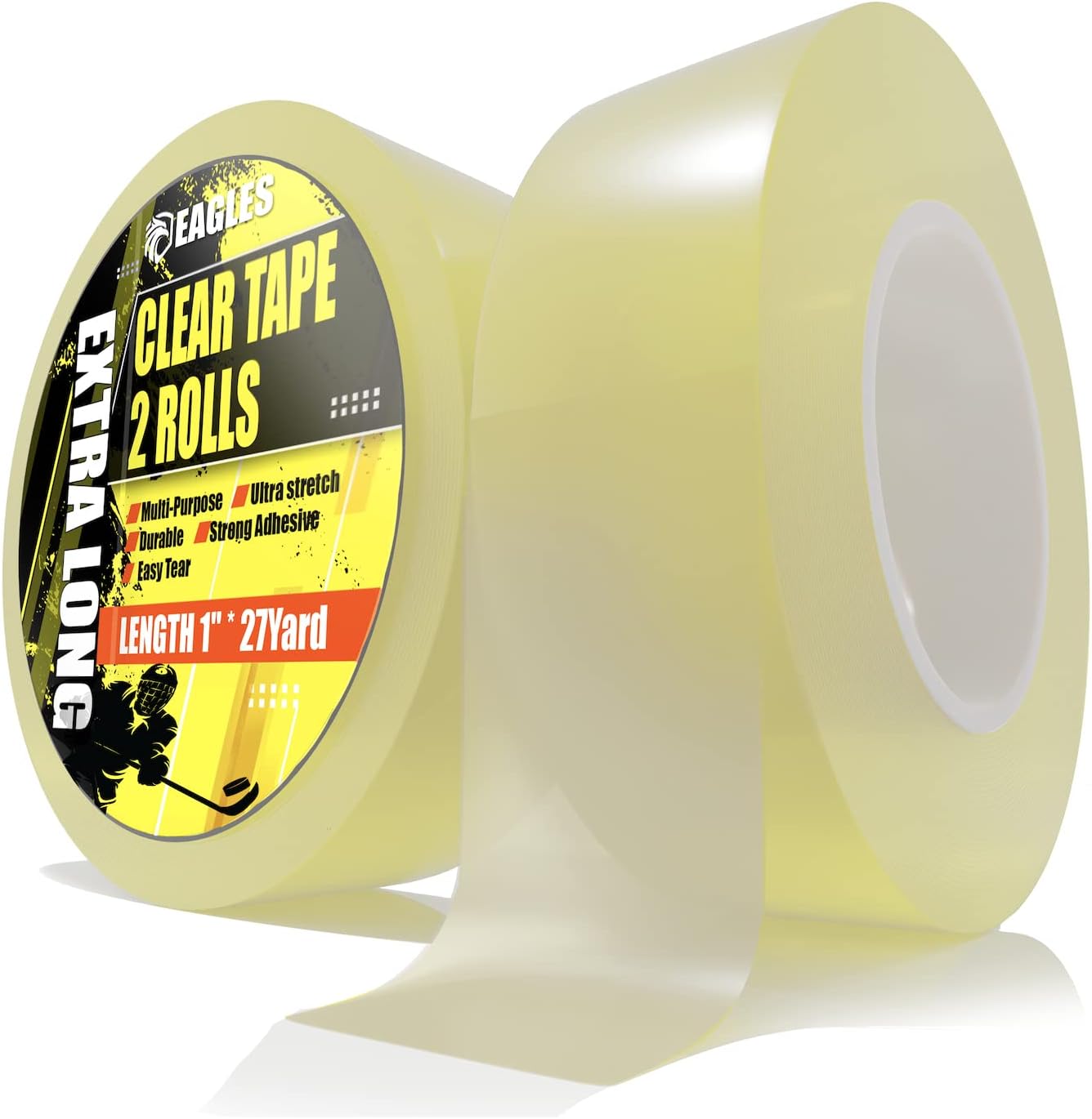 Hockey Tape - Multipurpose Clear Shin Pad Sock Tape Roll - Strong Adhesive Easy to Apply & Tear - Sports Gifts, Accessories, Equipment, Gear : Sports & Outdoors