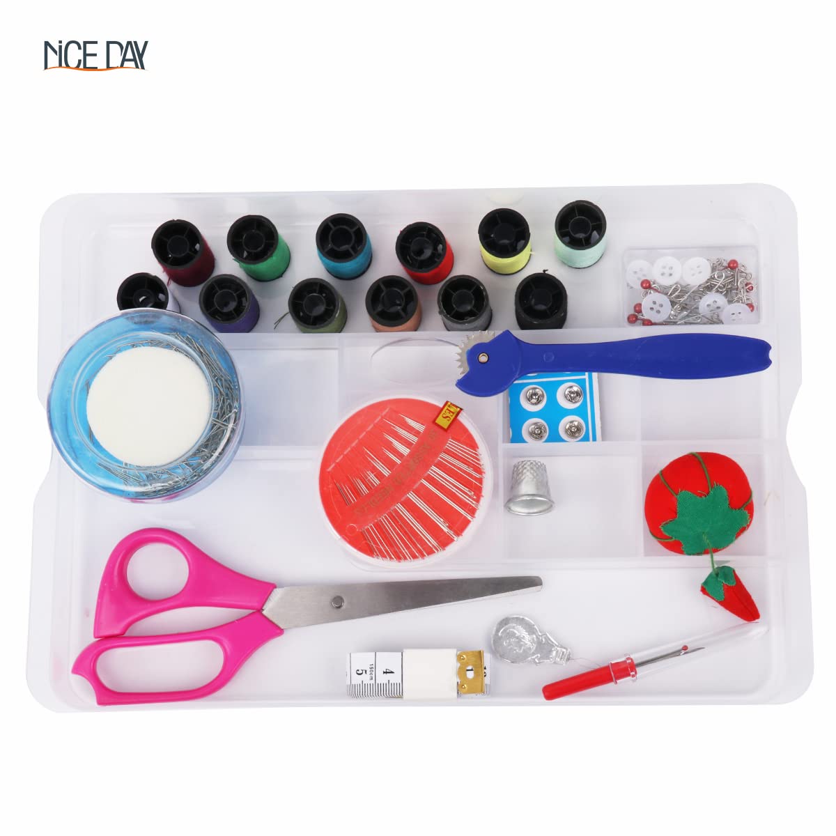 Cesto de costura con accesorios de kit de costura