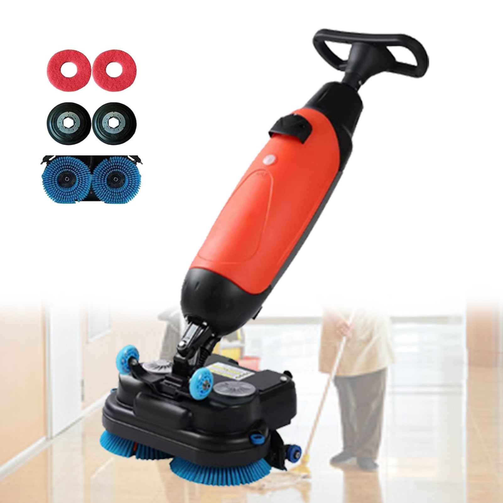 Fregadora Industrial De 18 Pulgadas, Mini MáQuina para Suelos, 13000 Pies Cuadrados/Hora, con Un Ancho De Limpieza De 18 Pulgadas, para Suelos De Madera Y Baldosas Red