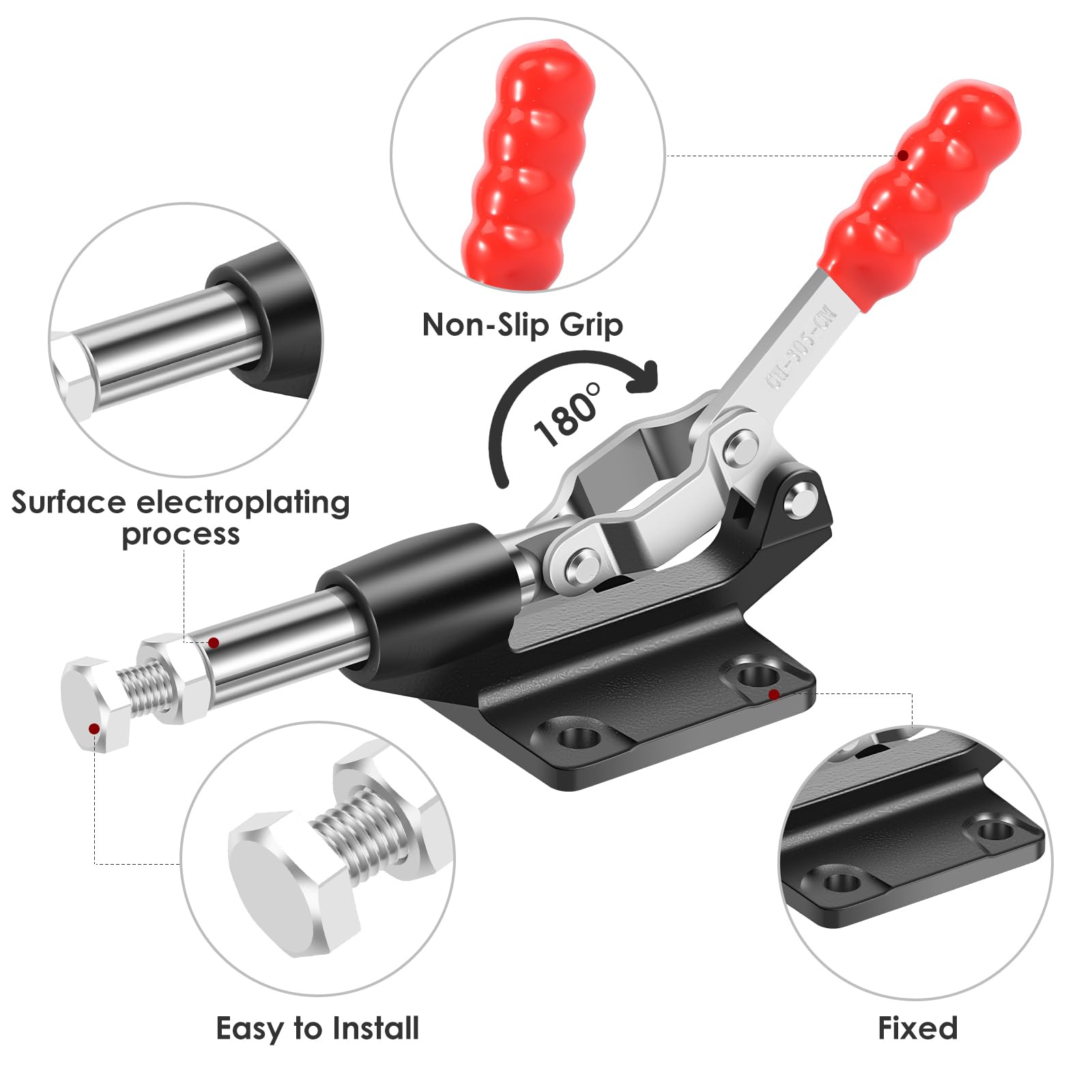 LZVXTYM 2 Pcs Toggle Clamp, Quick Release Push Pull Clamp Toggle Latch, 500lbs Holding Capacity Woodworking Fixtures, Pocket Hole Jigs for Welding Industrial Equipment