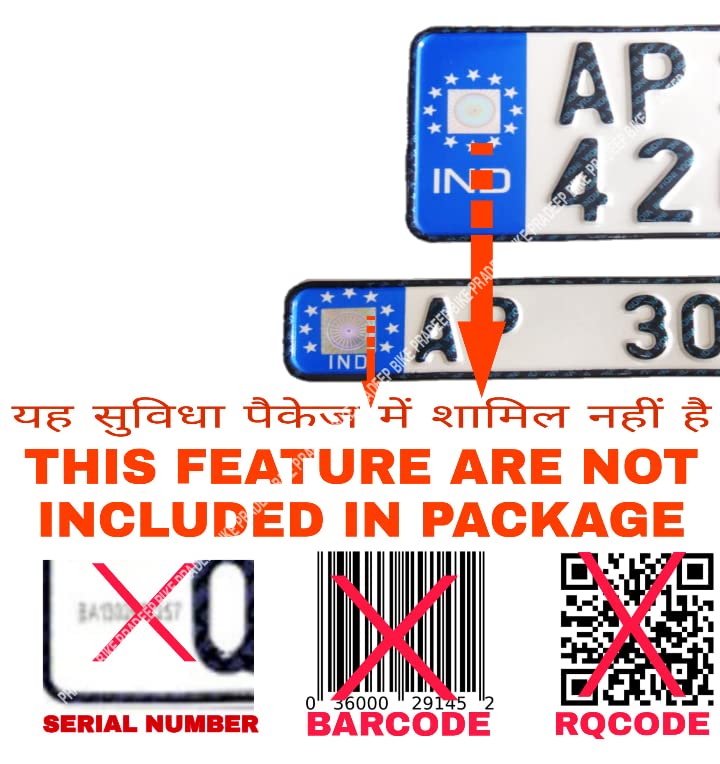 Image of IND Pradeep Bike - Custom Plate Embossed Blue White for Old Splendor Modified Accessories | Non-HSRP- No Serial Number Barcode. |Front Back | (Blue)