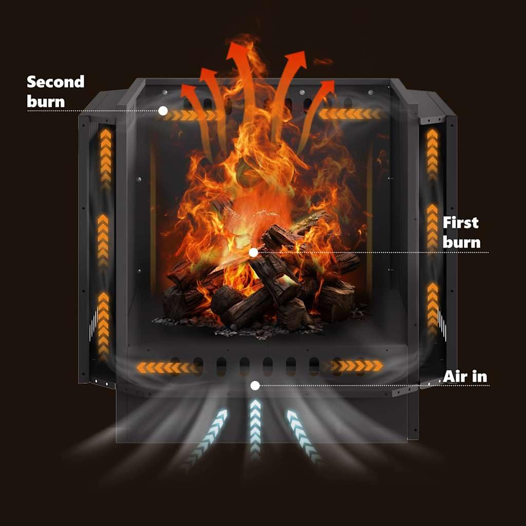 vidaXL Hoguera Sin Humo Negro 58 x 58 x 51 cm Acero Laminado en frío, Hogar Moderno, Calentador Resistente para Patio, Chimenea de Jardín, Punto de Encuentro Social