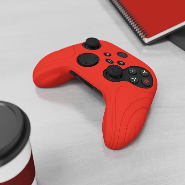 eXtremeRate PlayVital Cover Skin per Xbox Series X S Controller Joystick Custodia Protettiva Silicone Antiscivolo con 2 Gommini Coprilevette Analogiche-Simurai Edizione(Rosso Passione) - 5