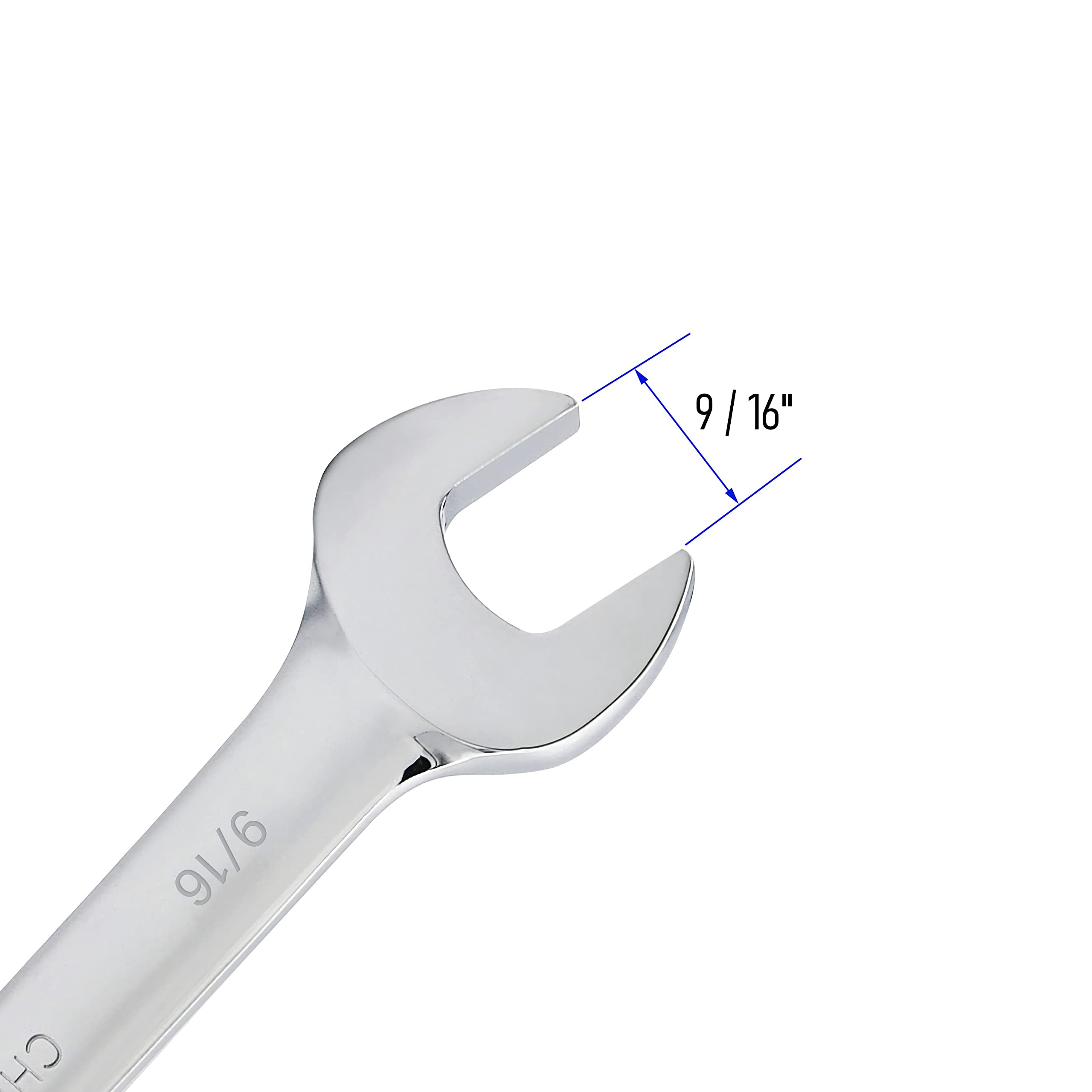FOCMKEAS 9/16 Inch Flex-Head Ratcheting Combination Wrench SAE 72 Teeth 12 Point Ratchet Box Ended and Open End Spanner Tools - Image 4