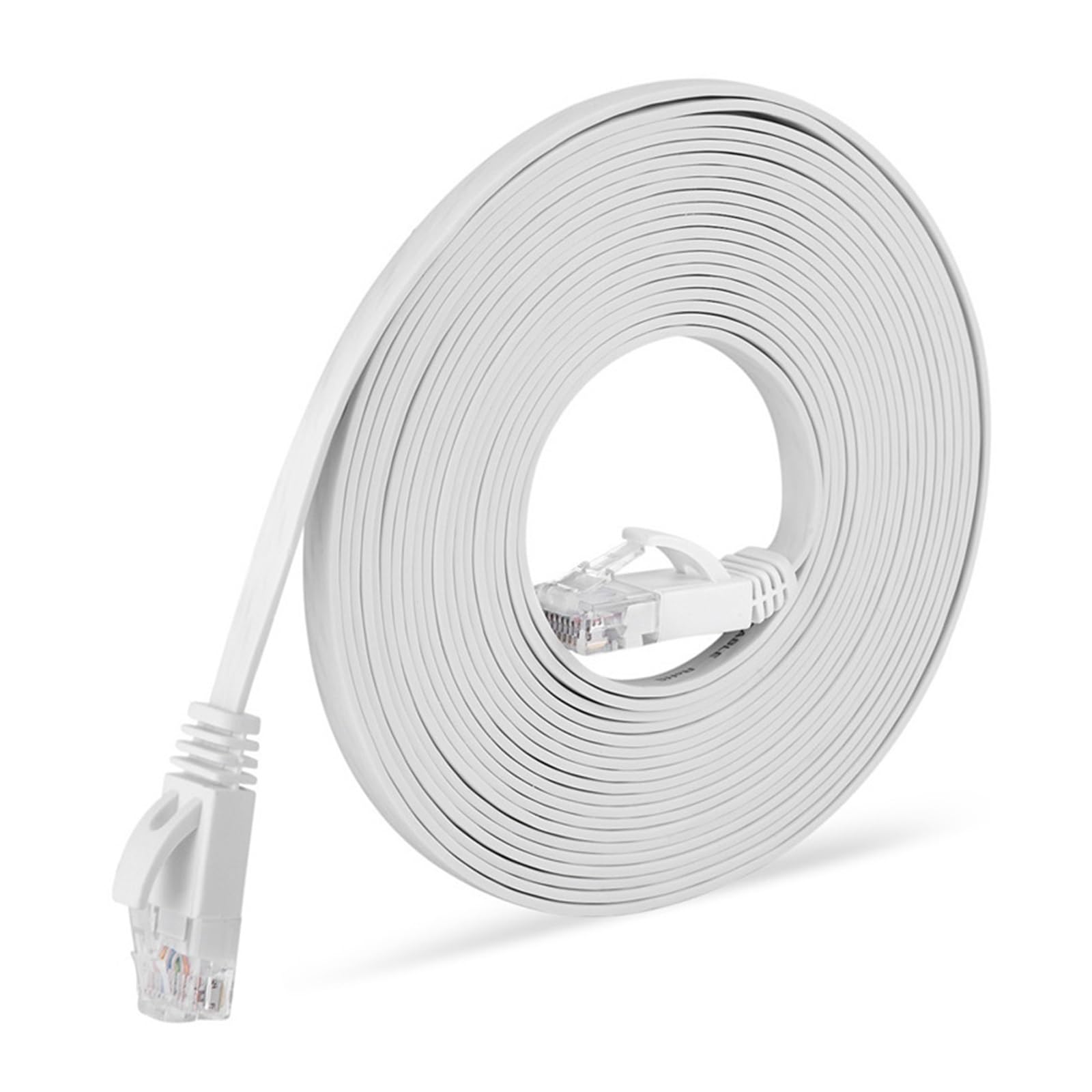 Cavo Ethernet piatto da 1000 Mbps, CAT6, Gigabit Internet, RJ45, LAN, cavo di rete Ethernet, cavo patch Ethernet da 0,5 m, 1 m, 2 m, 3 m, 5 m, 10 m, 15 m, 20 m, colore bianco, 3 m