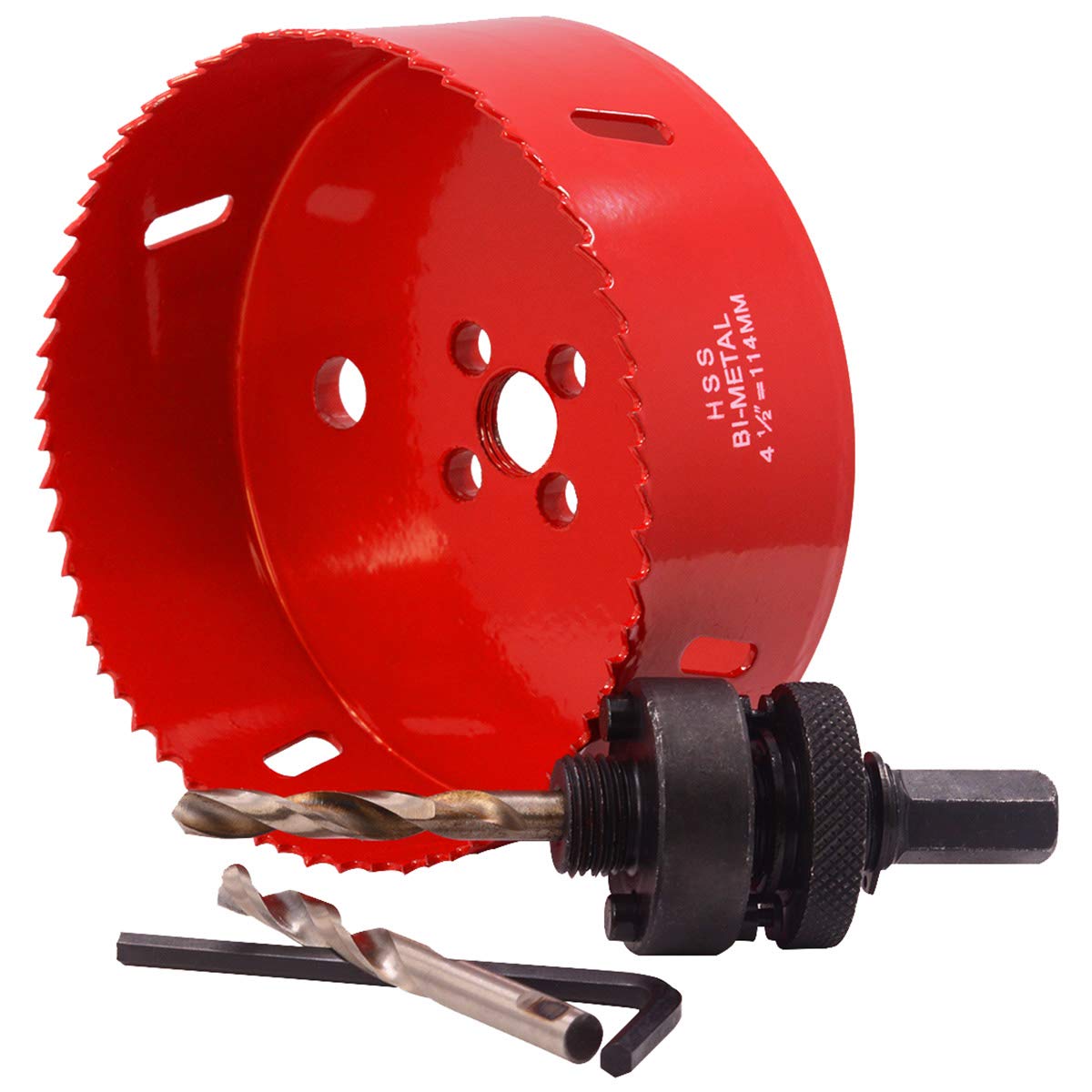 Koopi Otwornica 4,5" z trzpieniem o dużej wytrzymałości, głębokość 38 mm, bimetal 114 mm do łatwego wiercenia drewna, plastiku, sklejki, płyt gipsowo-kartonowych, cienkiego metalu (114 mm)