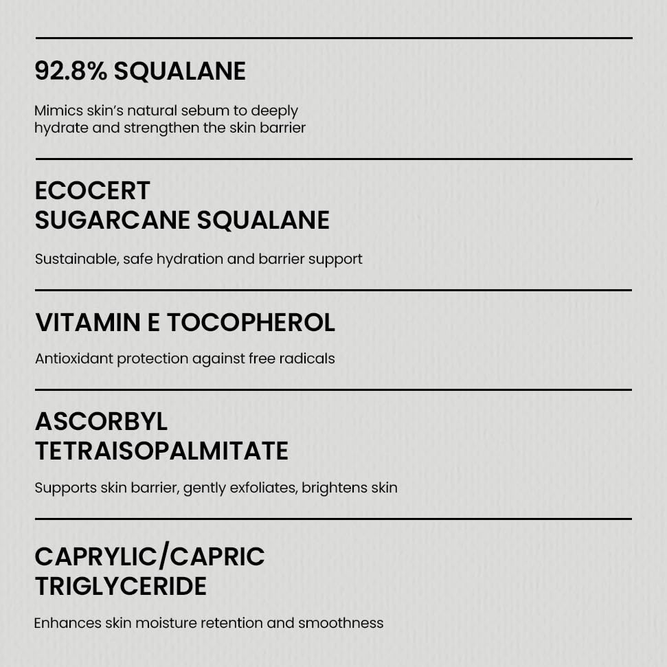 Squalane Barrier Oil, 1.01oz, 30ml, 92.8% sugarcane-derived squalane, Squalane oil for face, Korean Skin Care (Pack of 2)