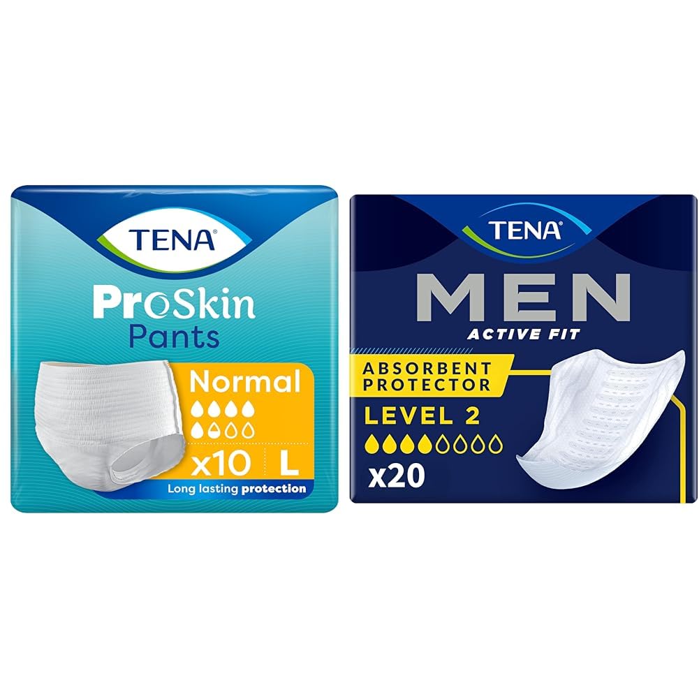 TENA Normal Unisex Adult Diaper Pants Style, Large Size (L) | 10 Units | Waist 100-130cms | 39-53 | TENA MEN Level 2 Bladder Control Guards for Medium Urine Leaks | 20 Units | 4mm Ultra-Thin | 100%-image-48