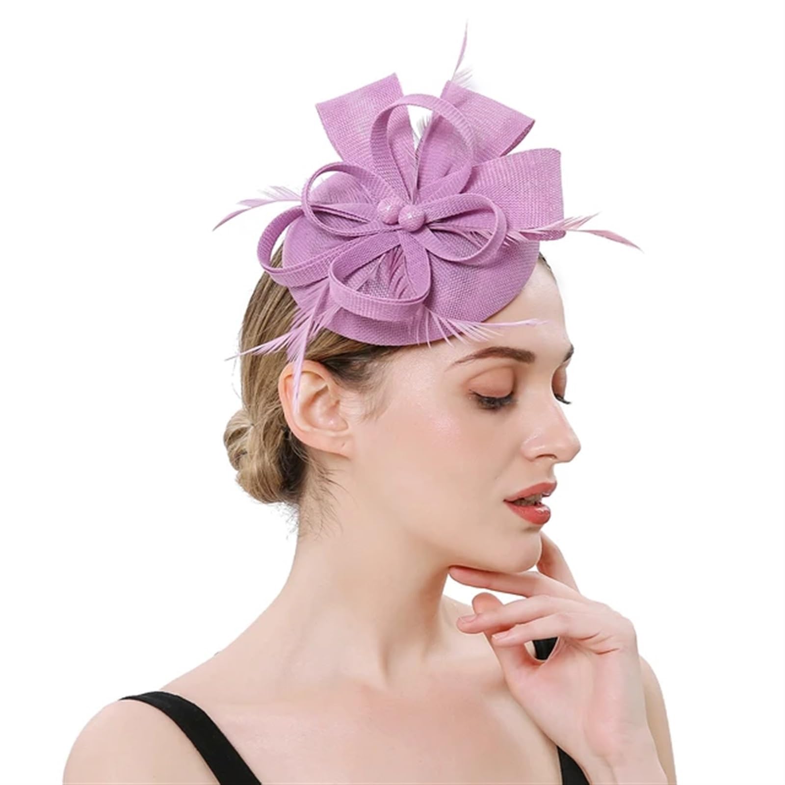 UALXPAO Wedding Hats Women Fascinator Hat Cocktail Wedding Church Headwear Feather Hair Accessories Lady for Tea Party,Weddings(Color3)