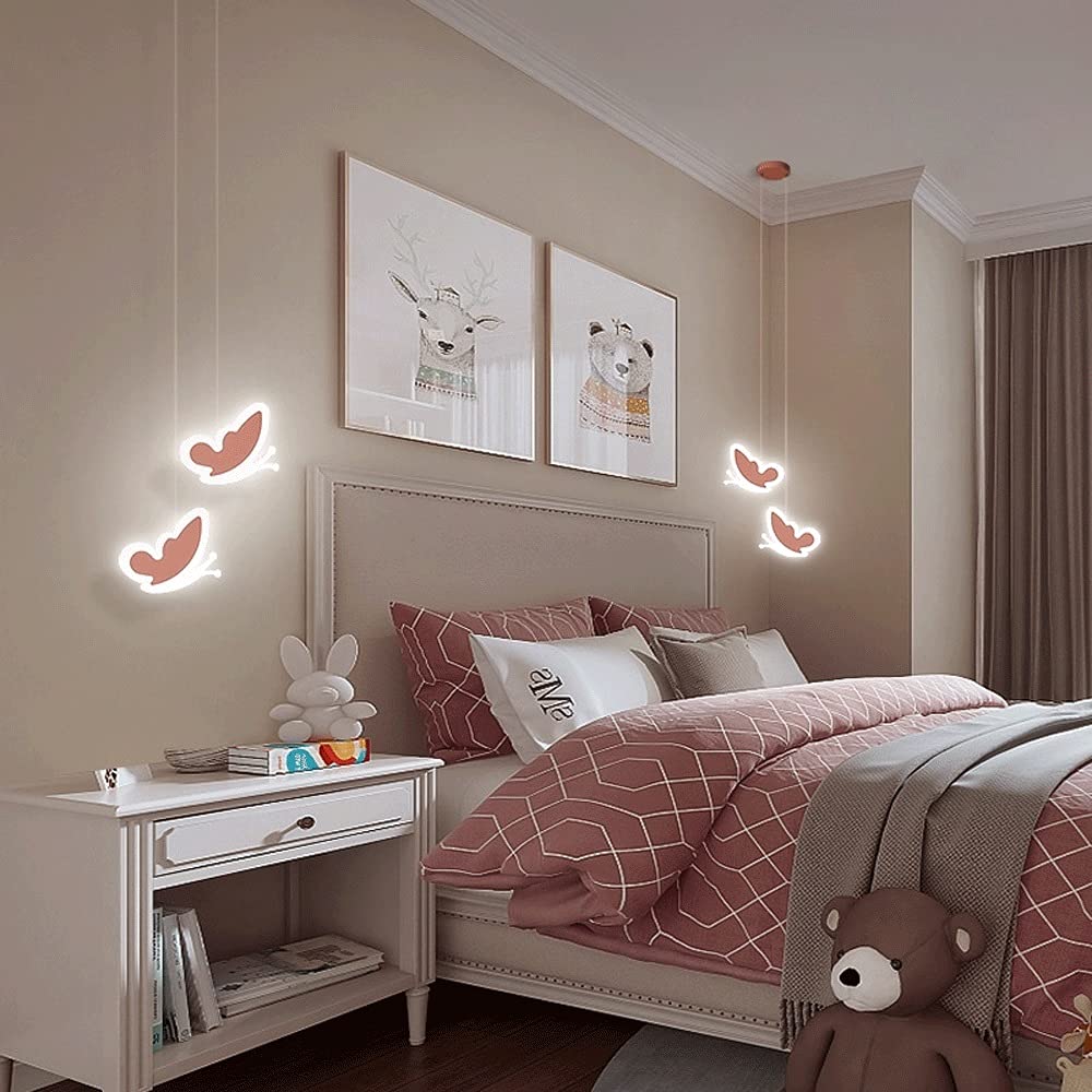 Lampada a Sospensione a LED in Acrilico da 13 W, Lampada a Sospensione a Forma di Farfalla, Accessori per lampade a Sospensione in Metallo, semplici lampade a Sospensione nordiche per camerette e
