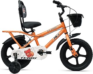 XCi Teddy 14T Orange, Single Speed Steel Frame Cycle, with Front Basket, Back Rest and Rear Carrier, Ideal for 4-6 Years U Price In India