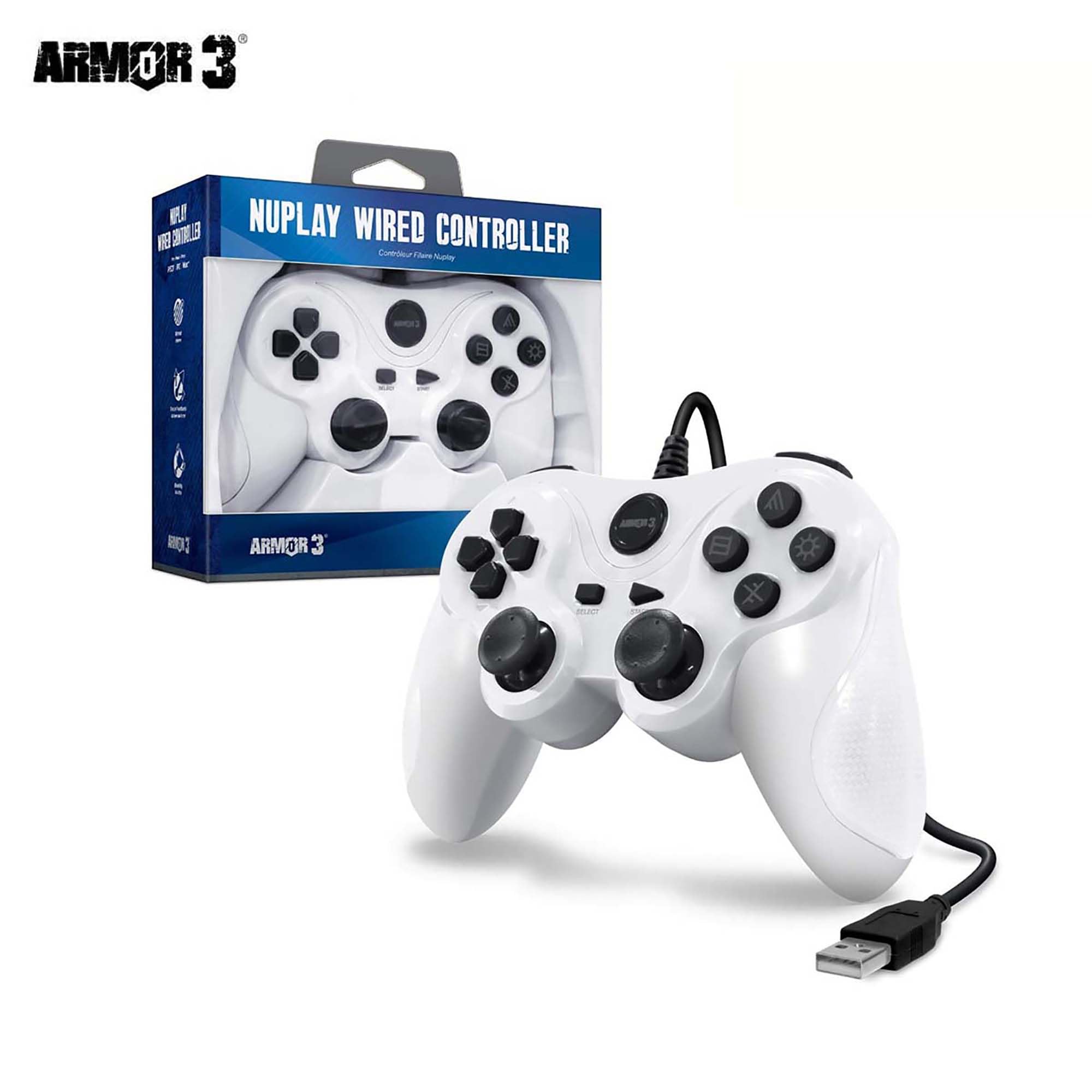 Armor3 "Nuplay" Wired Game Controller for PS3 (White)
