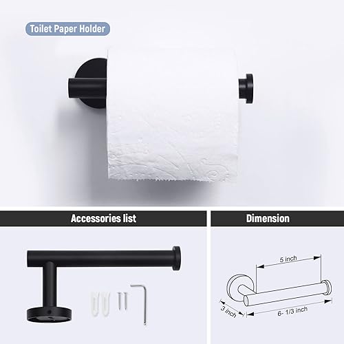 Miniatura 5 de HouseAid Juego de accesorios de baño de 5 piezas, accesorios de barra de toalla de acero inoxidable para baño, incluye toallero de 12 pulgadas,