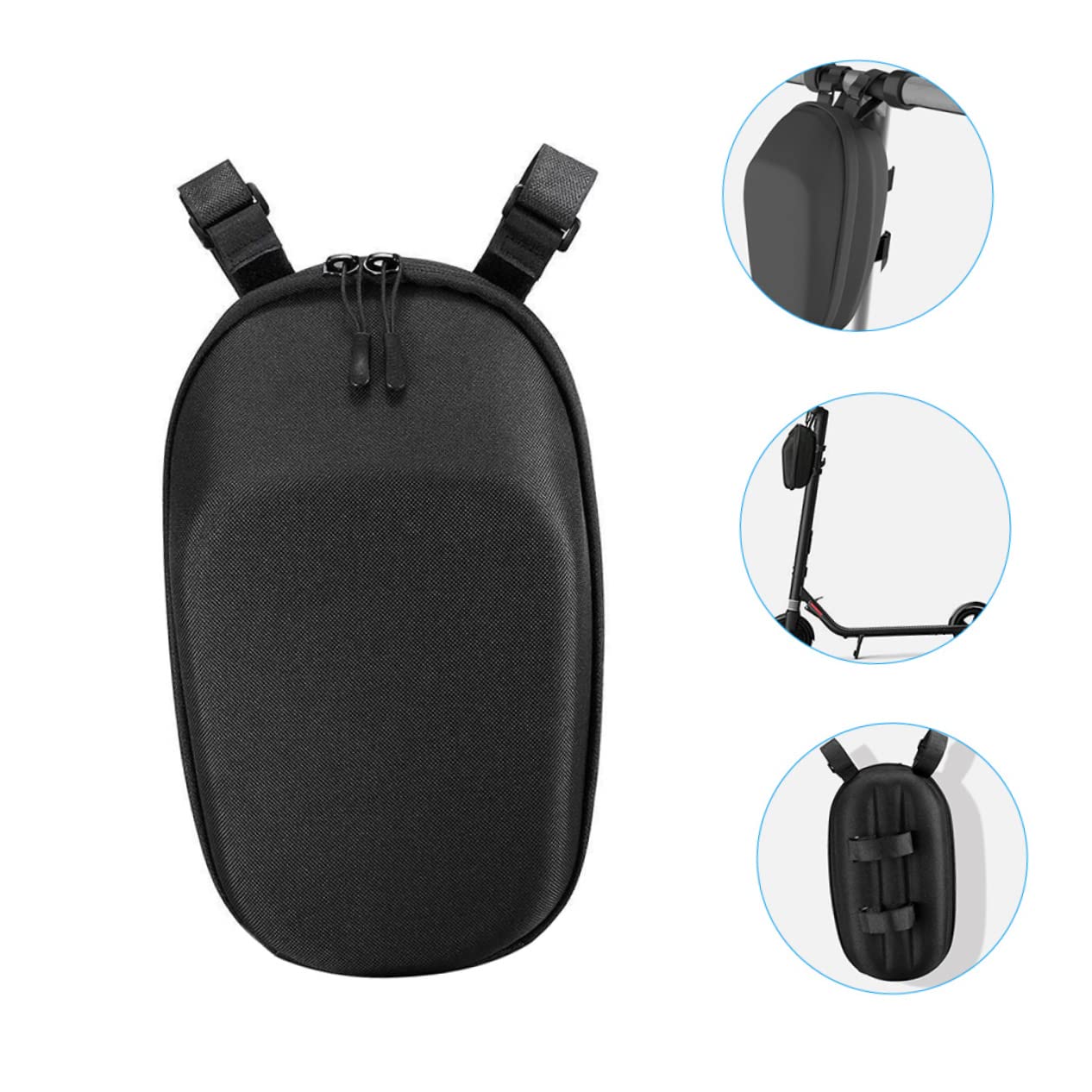 VANZACK Schwarze Lenkertasche für E Roller und Scooter, Große Eva Tasche | Faltbares Design, mit Gurt, Multifunktionale Aufbewahrung für Unterwegs, Schlichtes Format