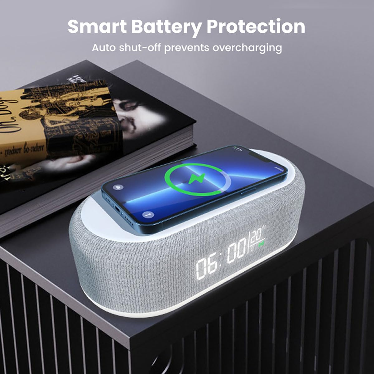 6 In 1 Kabellose Ladestation 25w, Digitaler Wecker Mit Ladestation, Wireless Charger Wecker Radio Mit Licht Und Temperaturanzeige, Uhr, Wecker, Bluetooth-Lautsprecher & Nachtlicht All-In-One (Weiß)