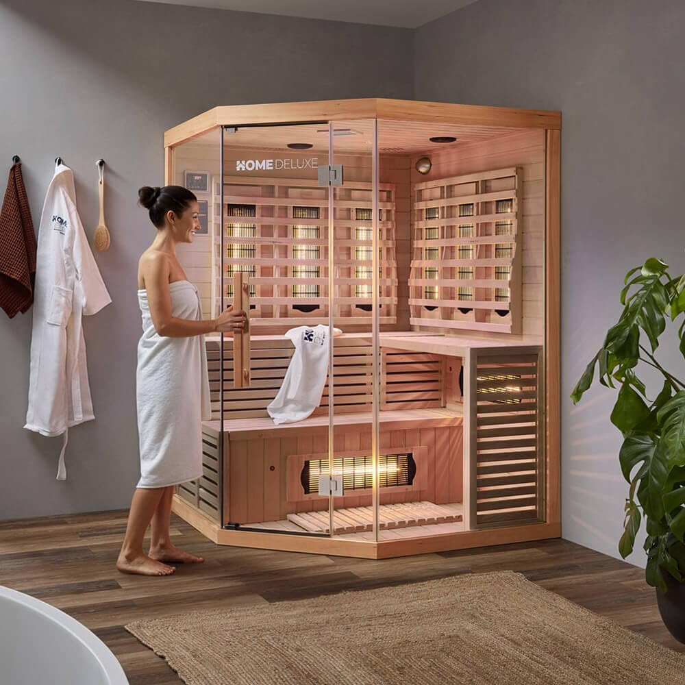 Home Deluxe Infrarotkabine Sahara XXL 150x150x200 cm 8 Vollspektrumstrahler Hemlocktanne Infrarotsauna