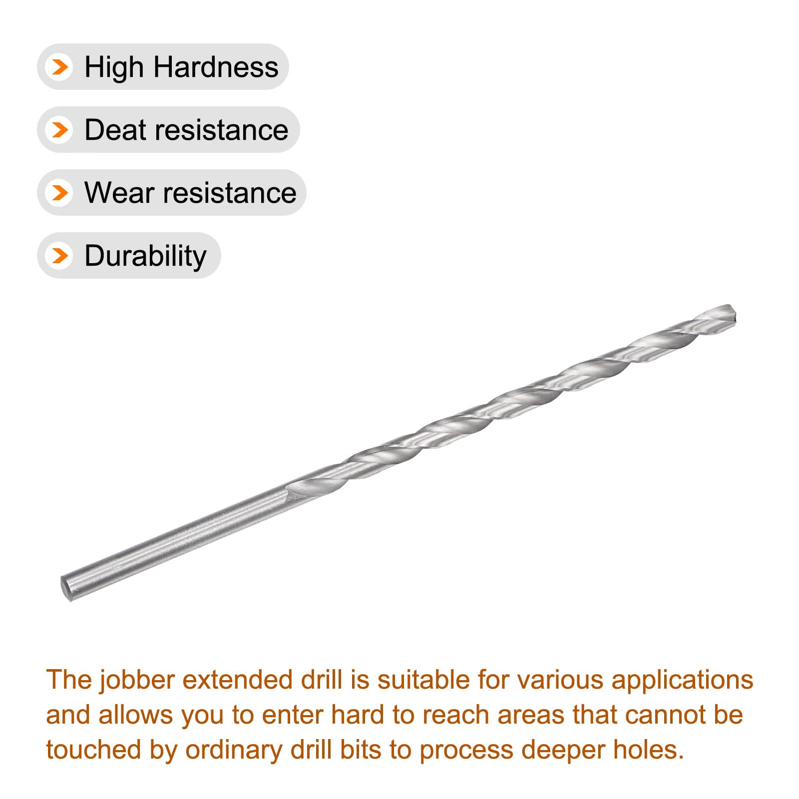 sourcing map Foret hélicoïdal Perceuse Pointe, Haute Vitesse Acier Extra Long Foret 10,5x300mm