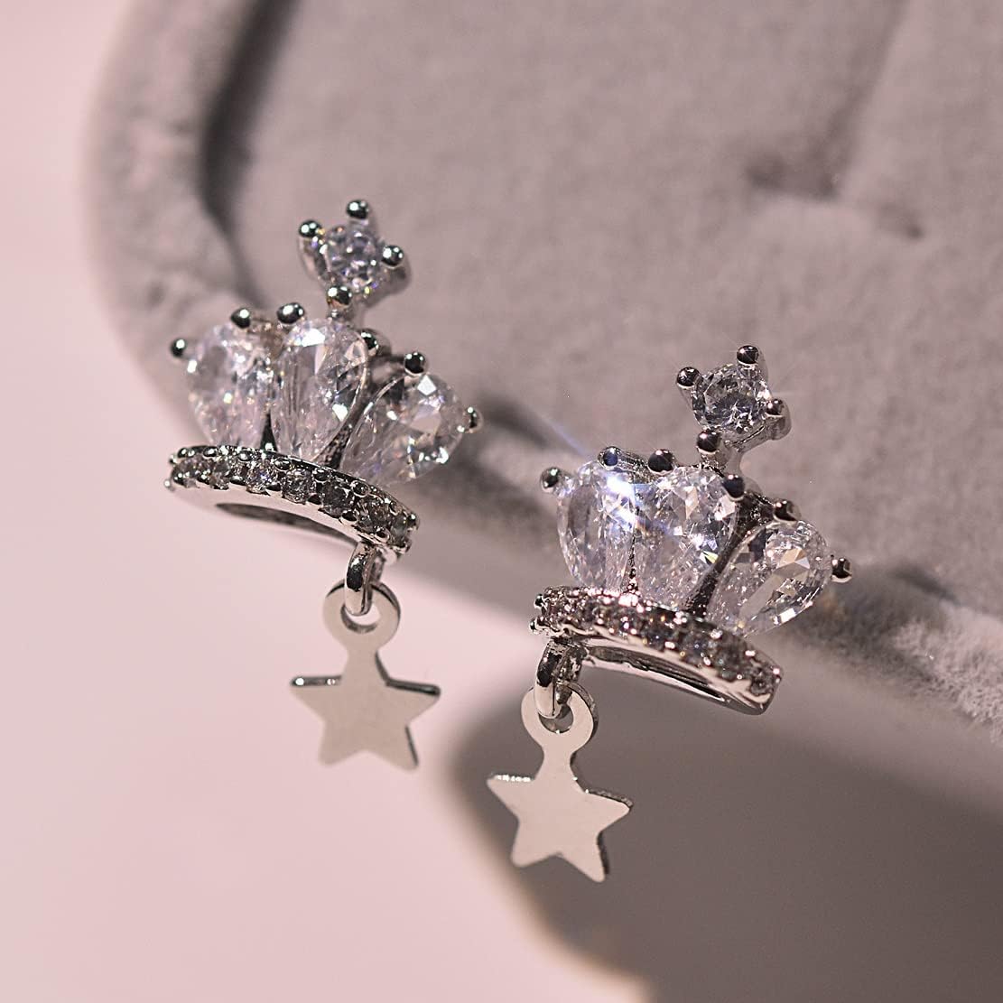 Cute Star Crown Dangle Earrings for Women, Women’s Princess Queen Crown Bohemian Drop Earrings Jewelry - Image 3