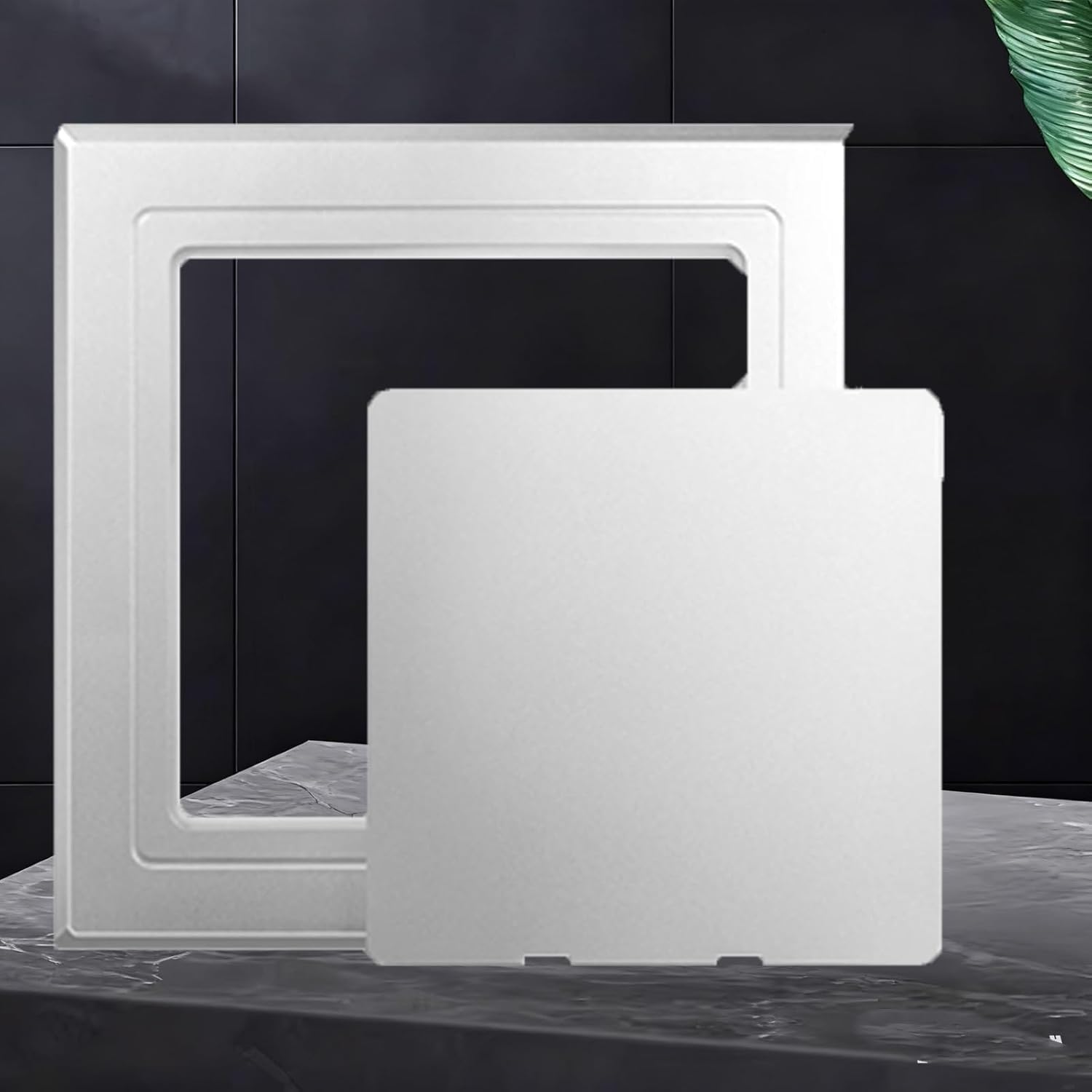 Cucce Silver Pipe Inspection Hatch Palsitc Access Door150x150 200X200 250X250, Self Adhesive Access Panel Cover For Drywall/Tile, Ceiling Wall Hole Plate(,250X250mm/10X10in)