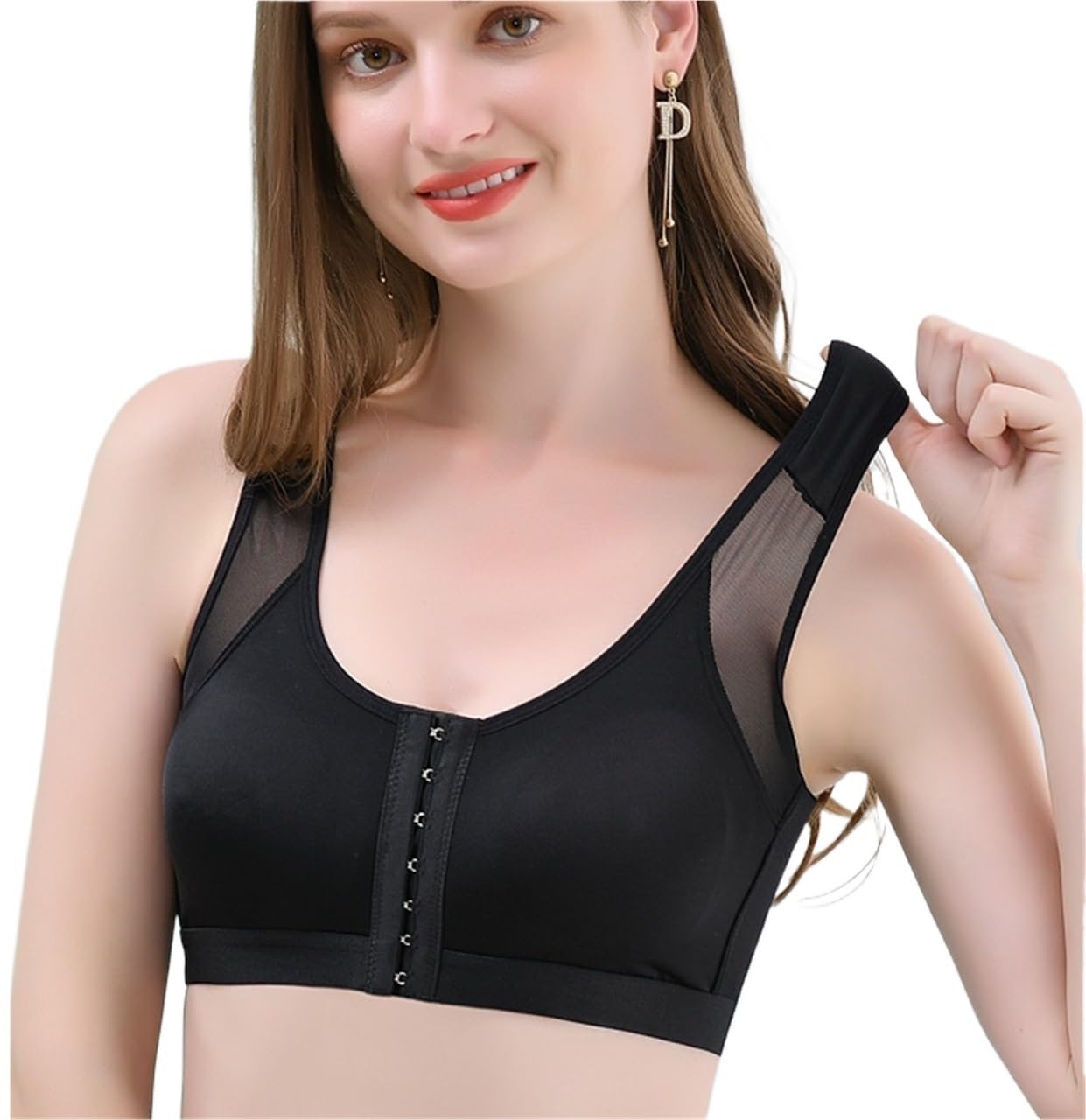 Sujetador Deportivo Mujer Sujetador Deportivo Ajustable Sin Aros, Suave Y Transpirable, De Algodón Con Hebilla Frontal For Mujer Sujetador Gimnasio(Black,5XL)