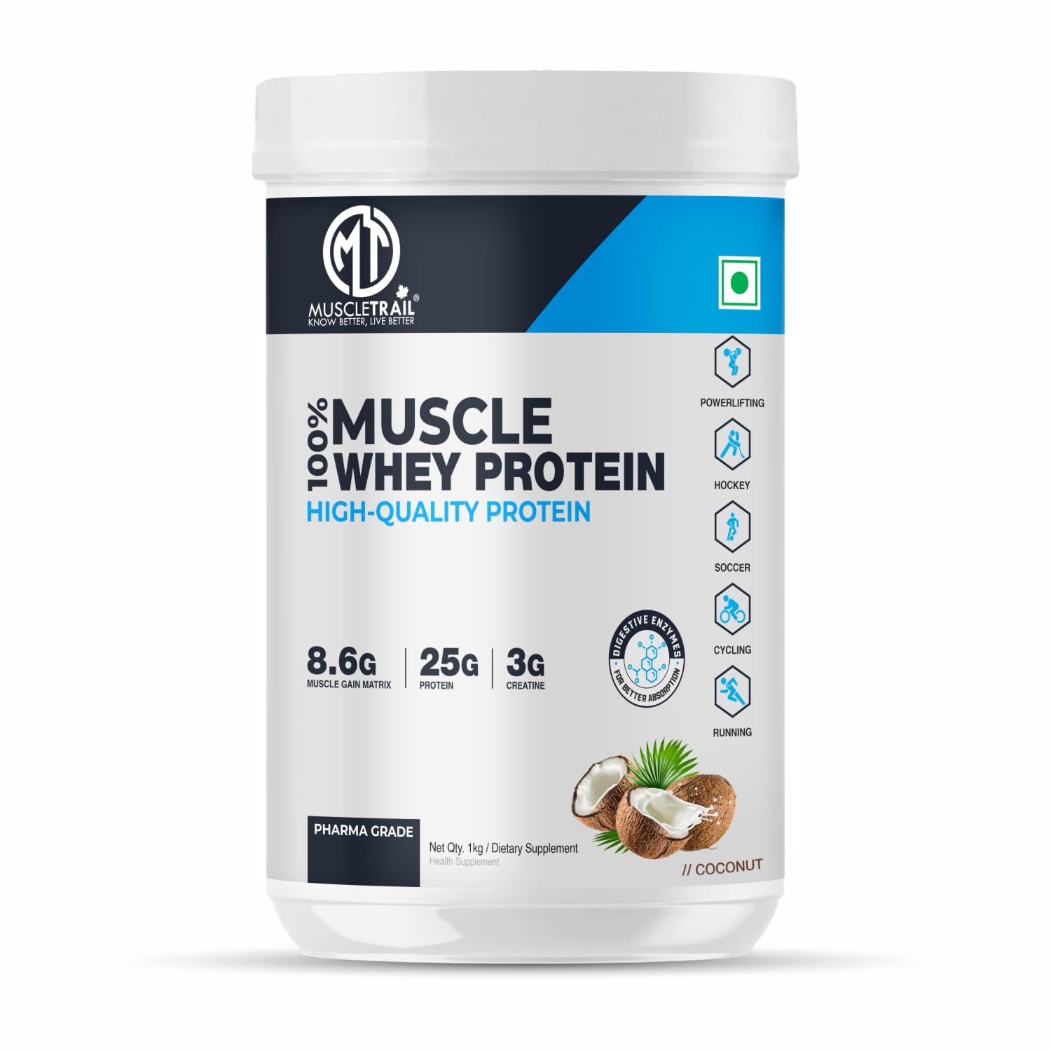 MuscleTrail Pharma Grade Muscle Gain Whey Protein | 21g Protein, 44 Servings, Support Muscle Growth Recovery | 179 Calories | 8g Carbs Protein (2kg, Chocolate) — Amazon image 16