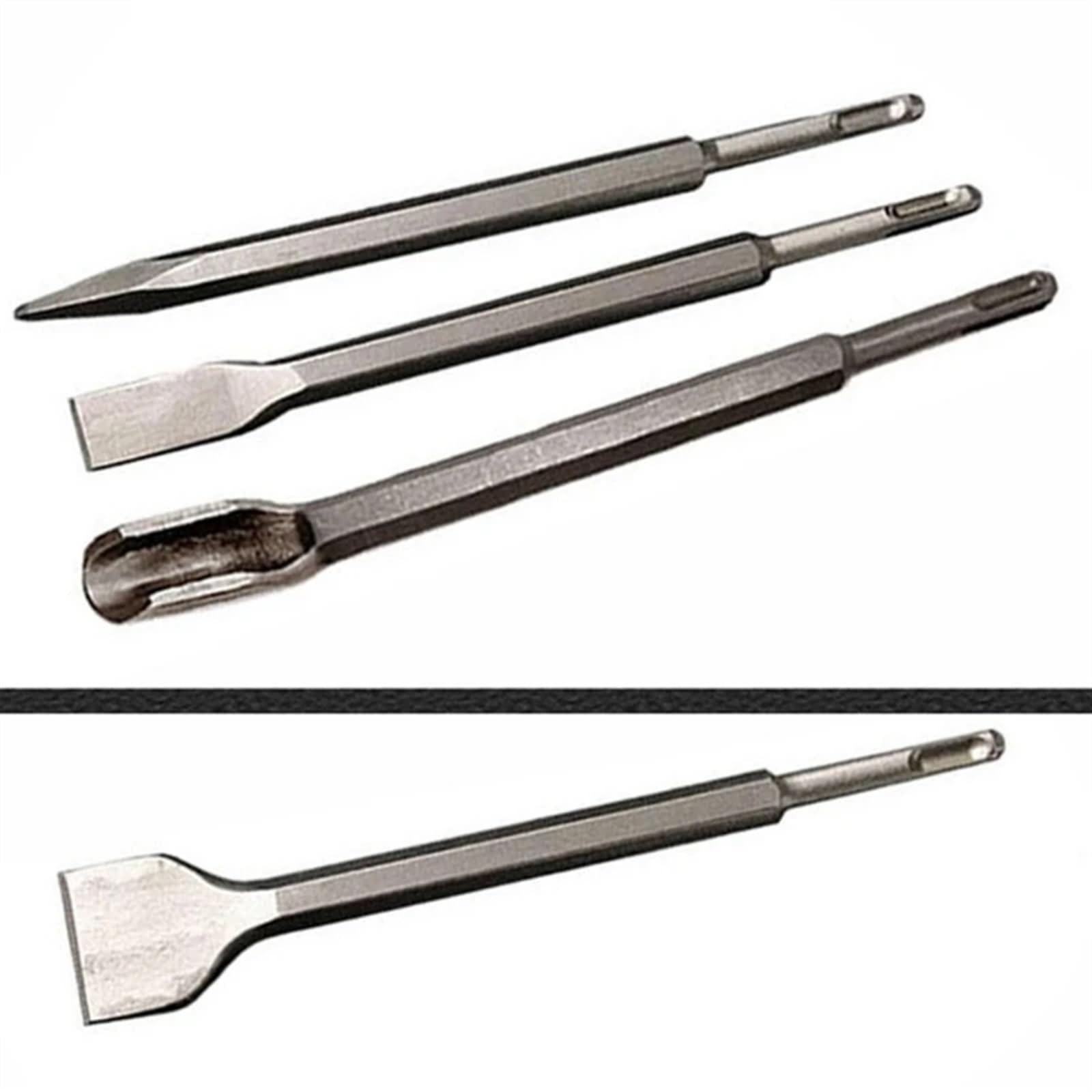 Scalpello Muratore 4 Pezzi scalpelli Set Point sgorbia Martello Piatto Punta Trapano ammer Trapano Muro di Cemento Punta utensile Manuale