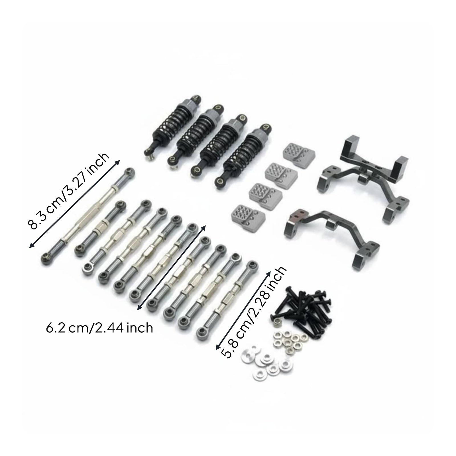 Fahrzeug Spielzeug RC Tuning Metall Stoßdämpfersystem Lenkungszubehör Bausatz für Hobbyenthusiasten Modellautos Und Sammlung, Titanium