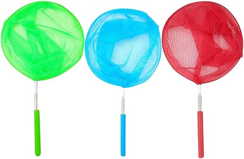 Red de pesca para niños, red telescópica, anillo de plástico, red de aterrizaje para atrapar mariposas peces niños playa jardín juguete 3 piezas
