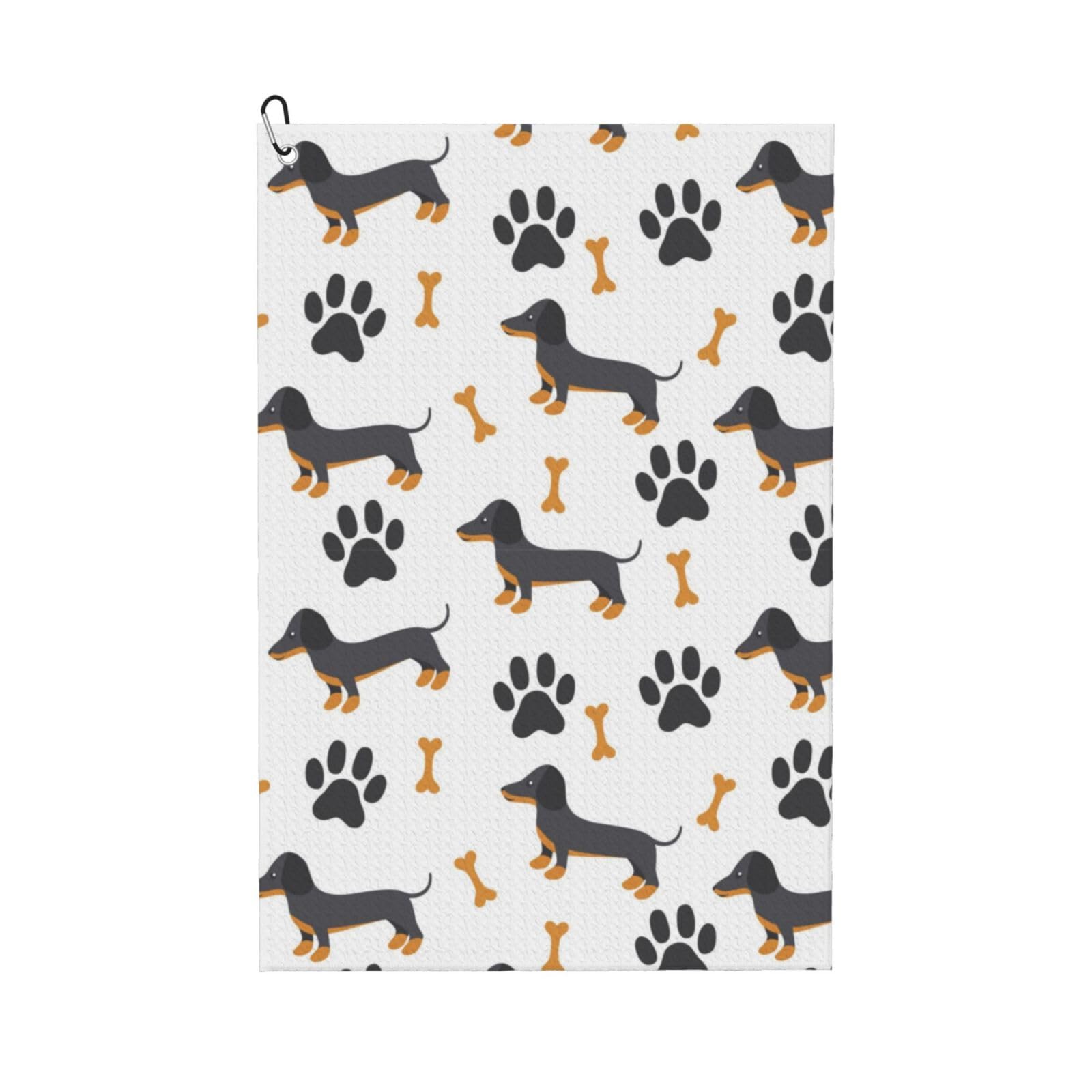 Hnnkloy Dachshund, 16x24 in Portable Waffle Golf Towels with Carabiner Clip for Golf Bag