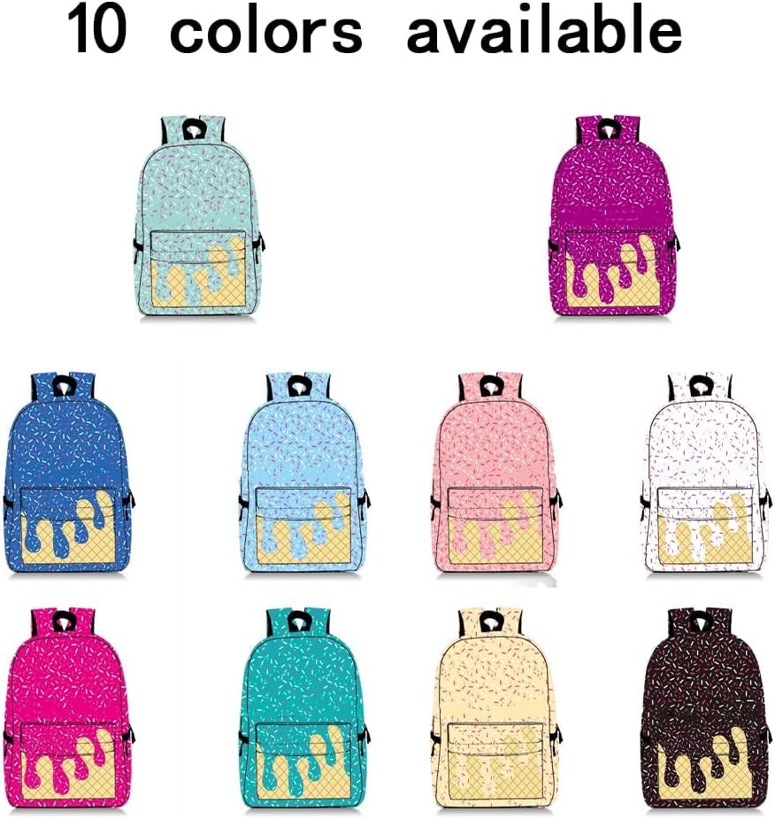 Ice Cream Drip Backpack, Ice Cream Drip Backpack for Boys, Kawaii Shoulder Backpacks, Water Resistant Travel Bookbag (Rose Red)2