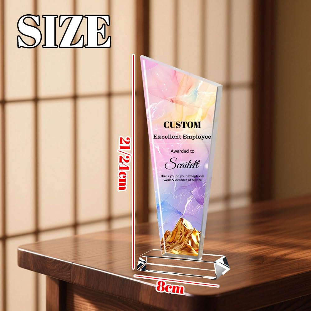 Trophée en Cristal Personnalisé | Plaque sur Mesure avec Logo/Photo/Texte | pour Événements d'entreprise, Sports et Reconnaissance Employé - 2