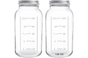 eleganttime 128 oz Gallon Mason Jar, Large Glass Jars with Airtight Lid...