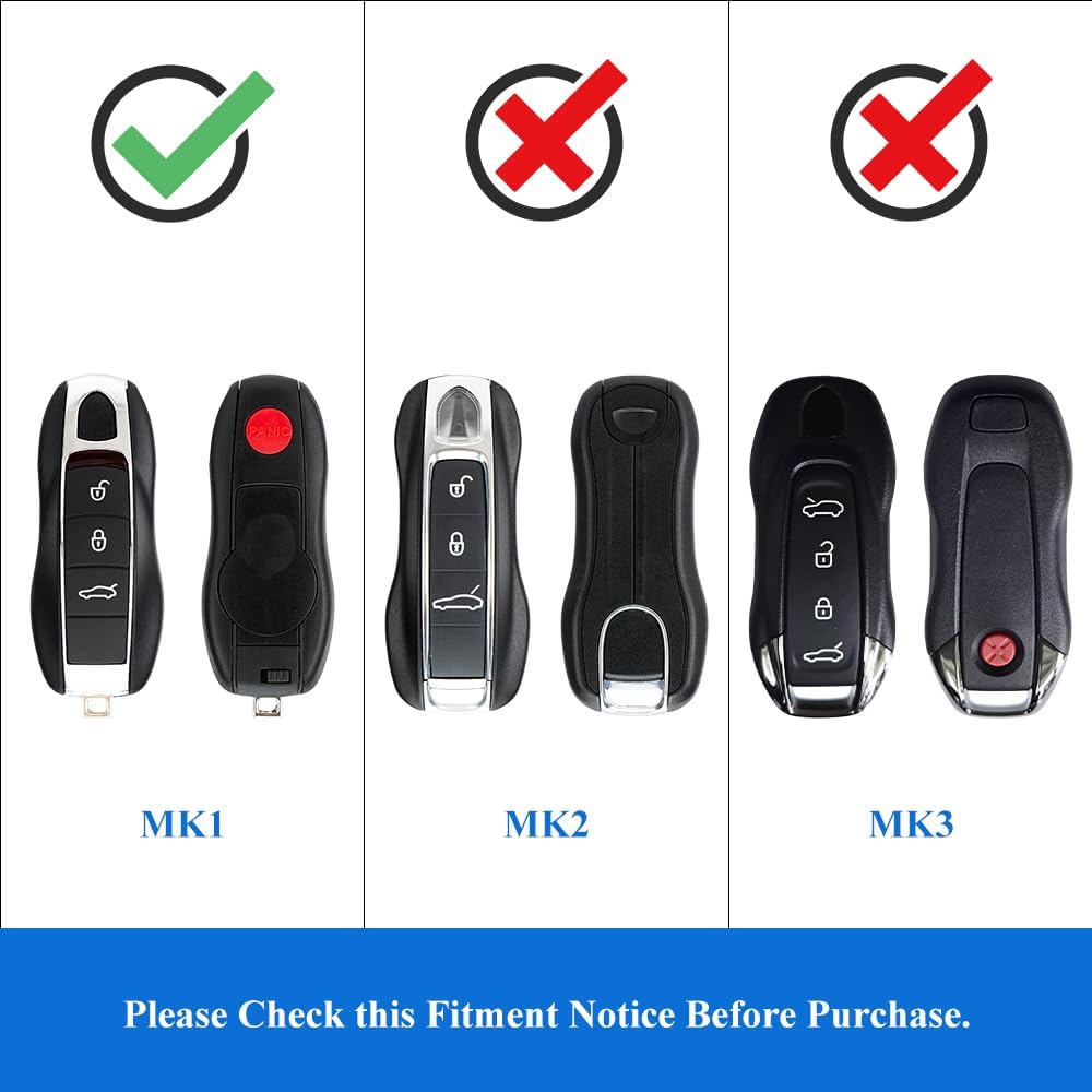 White Key Fob Cover Compatible with Porsche Key Shell, 3-Piece Painted ABS Replacement Key Case (MK1)