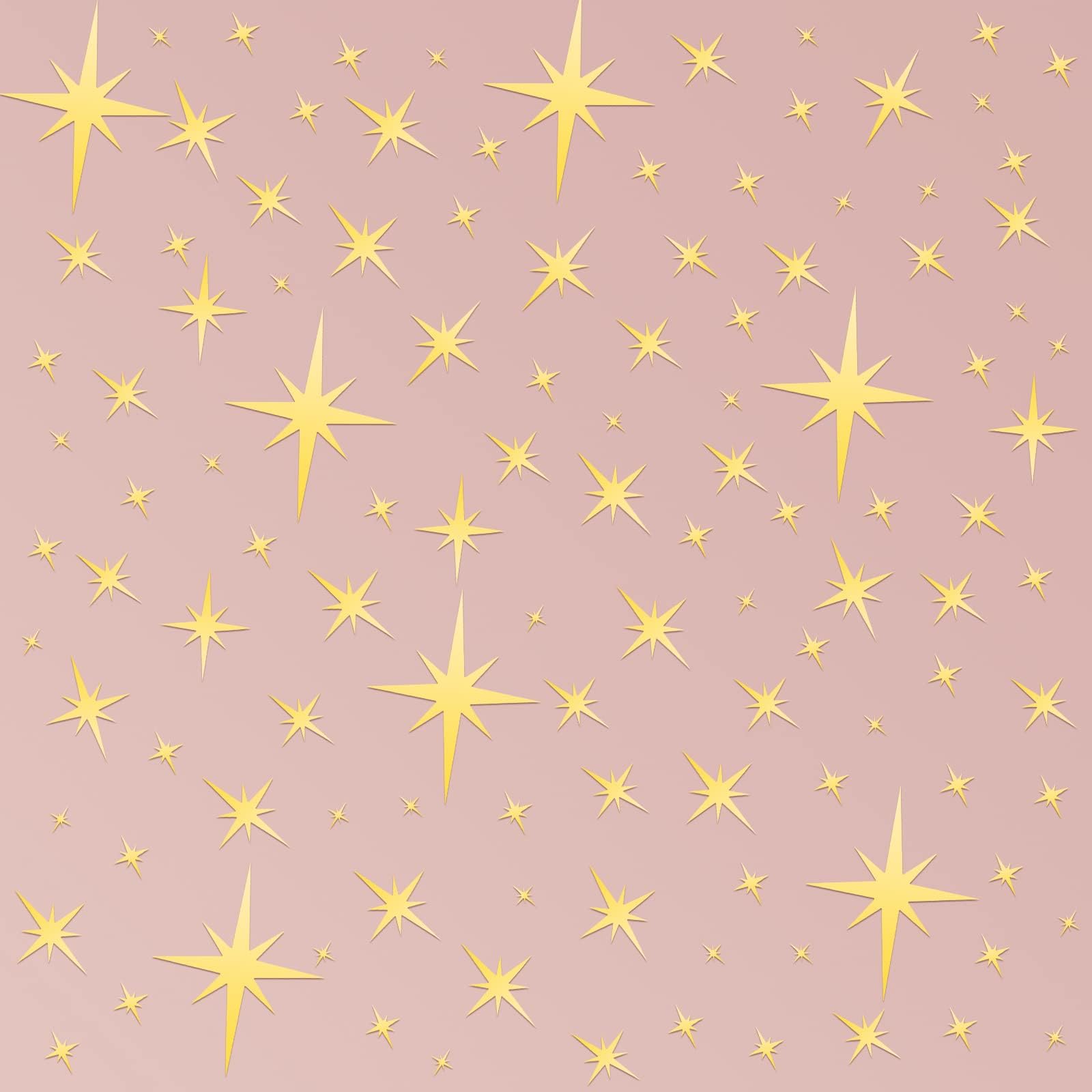 Azonee 82 Pieces Removable Mirror Wall Stickers 3D Acrylic Mirror Setting Wall Sticker Decal for Home Living Room Bedroom Decor (Gold, Star Style)