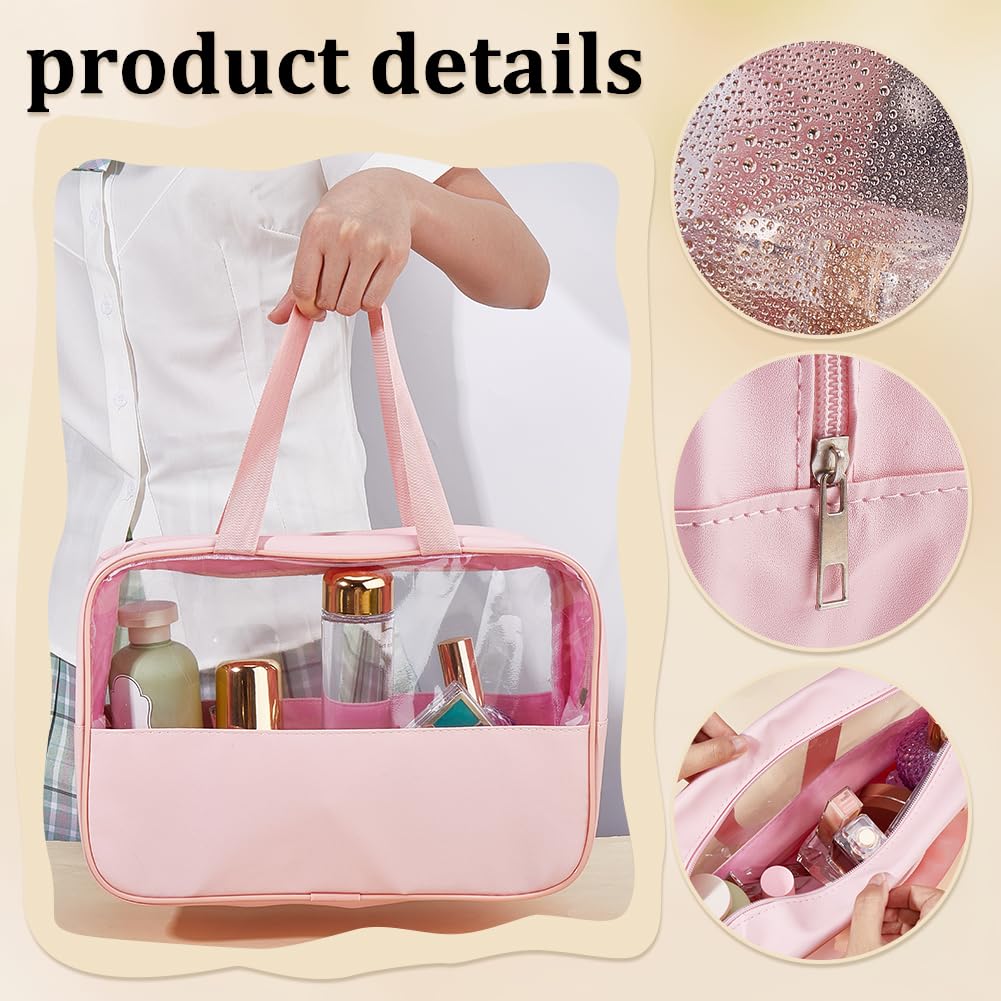 AHANDMAKER 9 astucci trasparenti per cosmetici con chiusura lampo, rettangolari, da viaggio, con manici da appendere, per donne, viaggi, organizer quotidiano