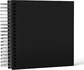 Caderno Preto 20x20cm - Scrapbook Álbum De Fotos Preto 20 Folhas / 40 Páginas - Gramatura 200, Folhas Grossas
