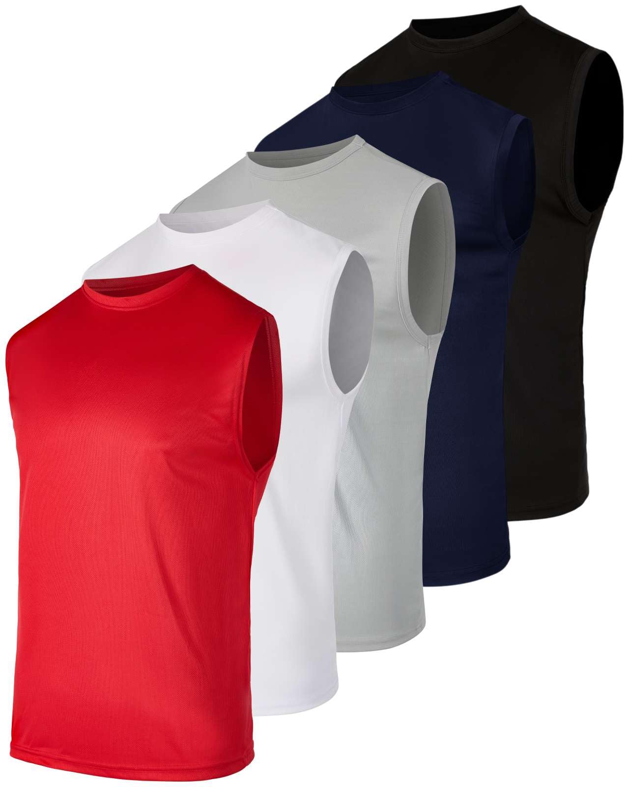 Real Essentials 5 Pack: Men's Mesh Active Athletic Tech Tank Top - Workout & Training Activewear (Available in Big & Tall)