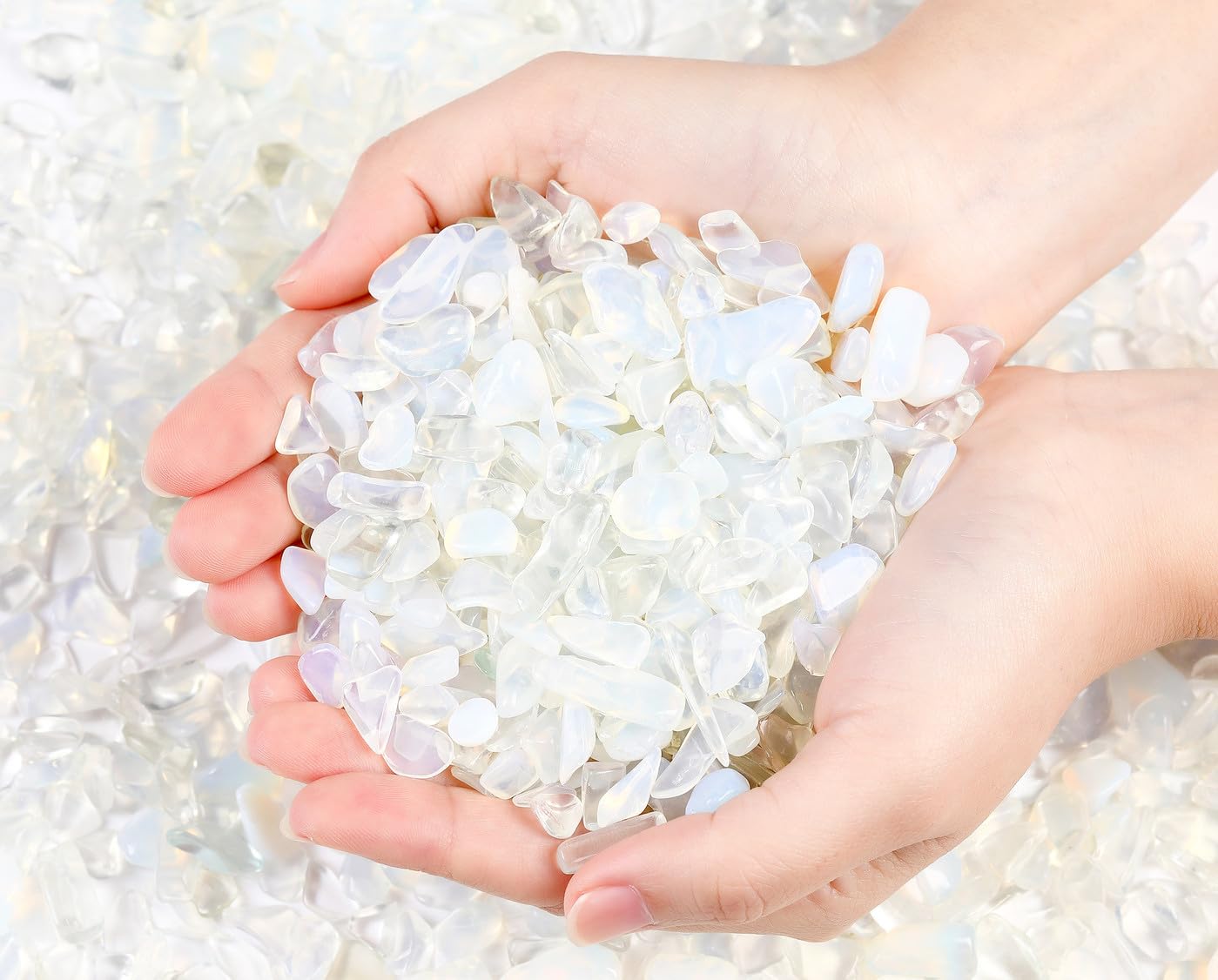 DUQGUHOOpal Crystals Chip Bulk Natural Healing Crystal Crushed Stones for Succulent Plant Flowerpot Rocks Vase Filler Pebbles for Planters 0.88 lbs