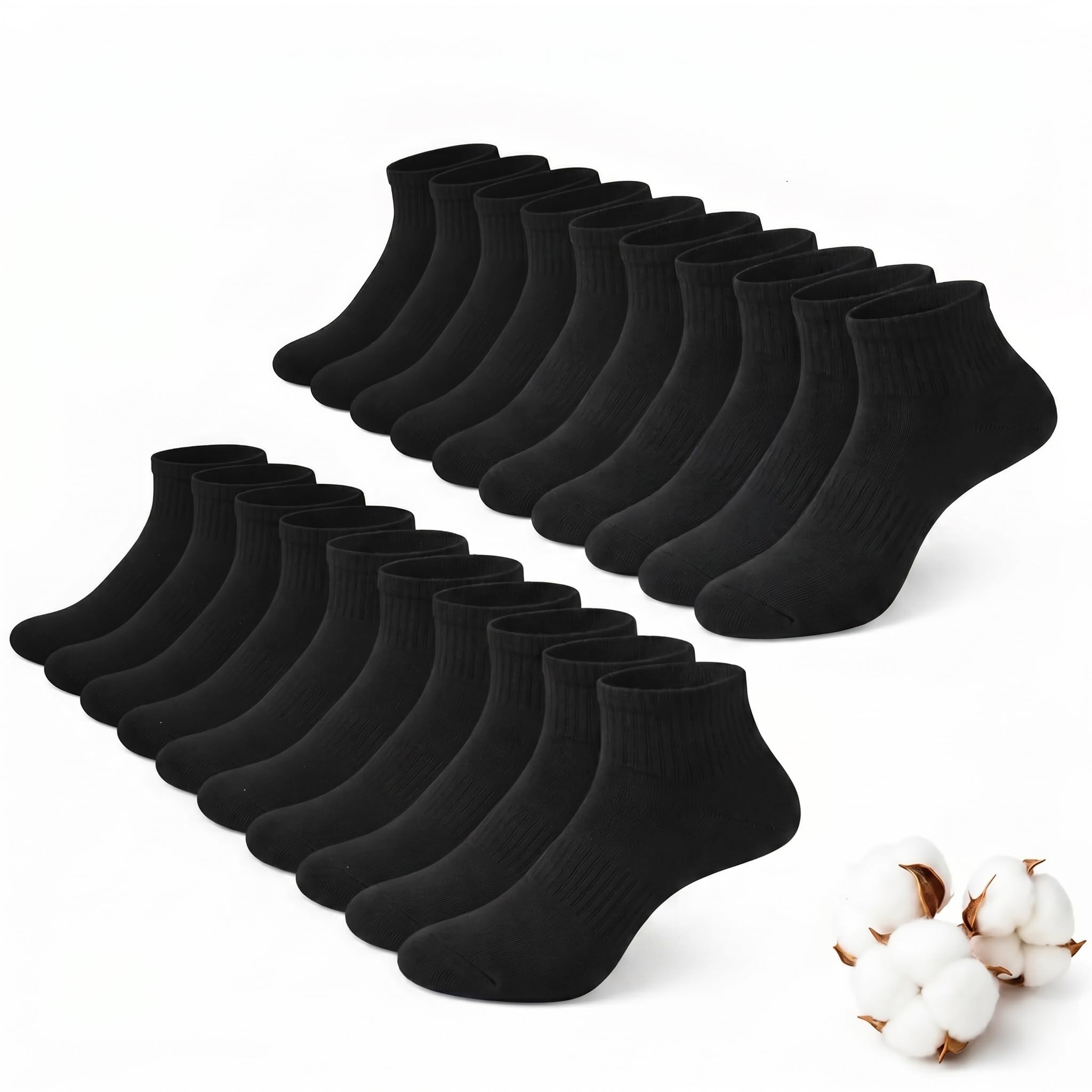Tialfas Sneaker Socken Damen 39-42, 10 Paar Baumwolle Knöchelsocken Unisex Laufsocken und Sportsocken, Atmungsaktive Kurze Socken für Damen Herren in Schwarz Weiß Grau