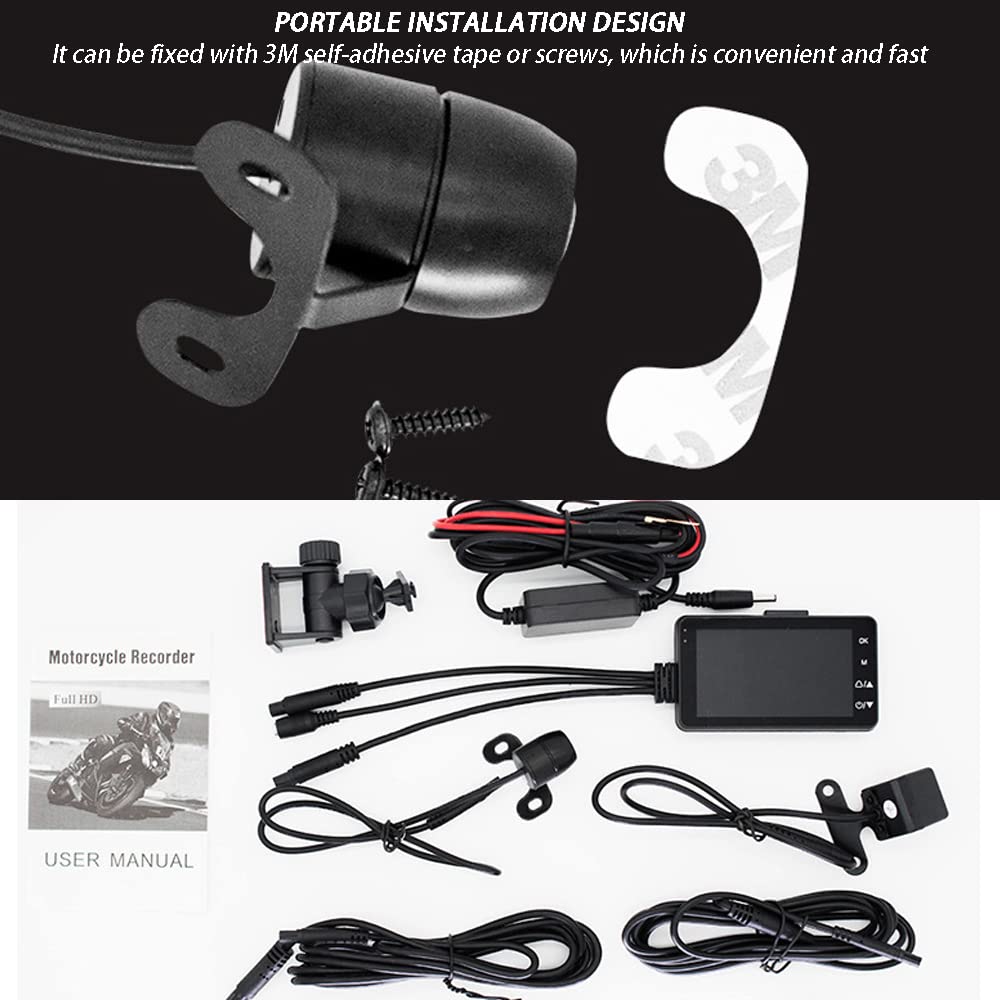 Cámara de video impermeable para motocicleta,cámara de video de acción de bicicleta de motocicleta grabadora de video DVR de 3 pulgadas pantalla de 1080P,para motocicleta/bicicleta