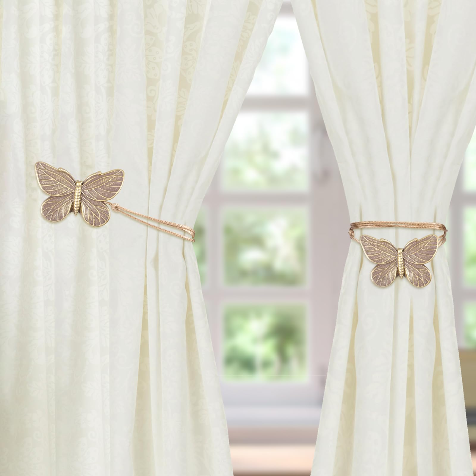 2PCS Magnetic Curtain Tie Backs Curtain Tiebacks Buckles Holdbacks Holders Hooks Clip Resin Window Curtain Holder Elegant Drapery Holder Decorative for Home Bedroom Office Decorative Curtain